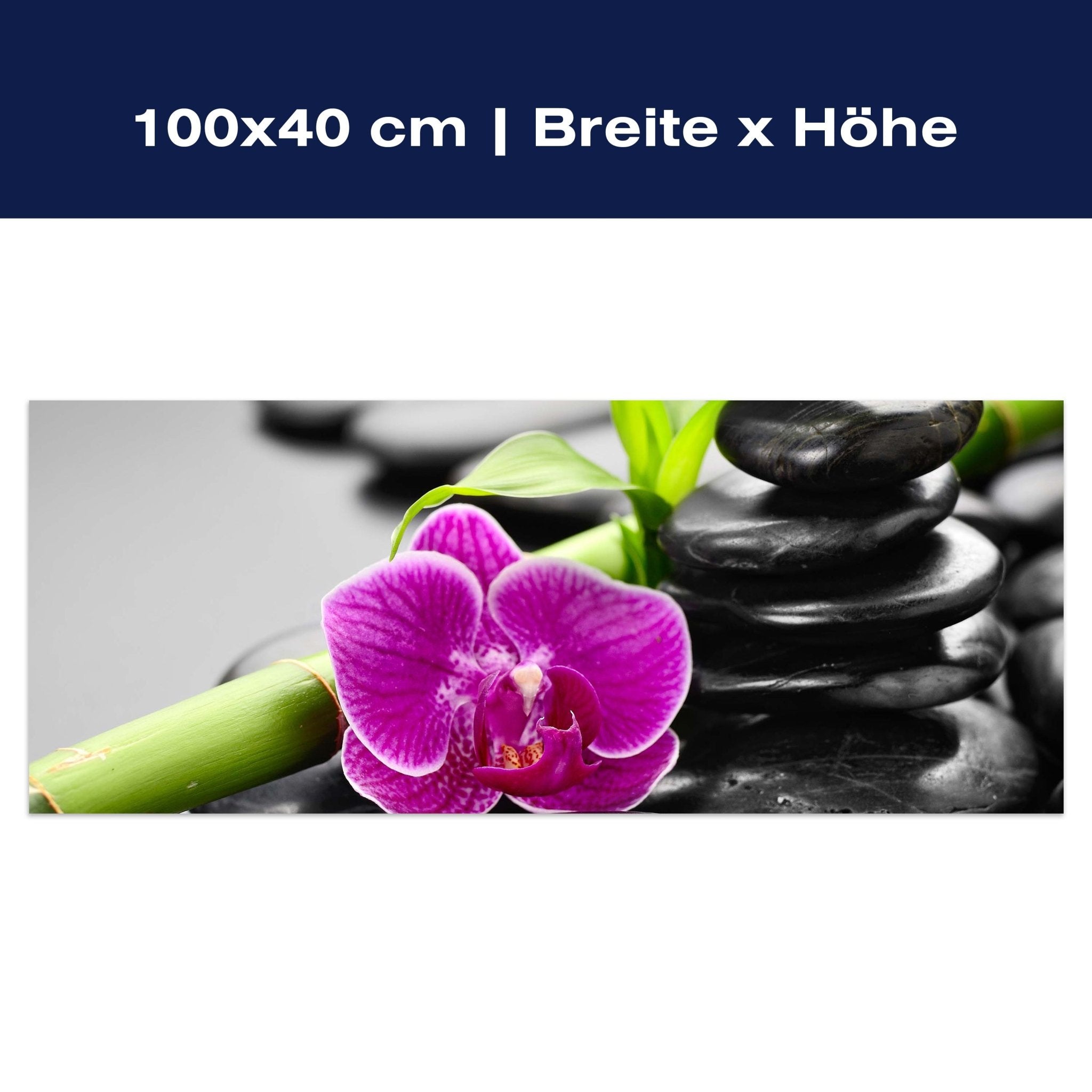 Leinwandbild Zen Basaltsteine und Orchidee M0954