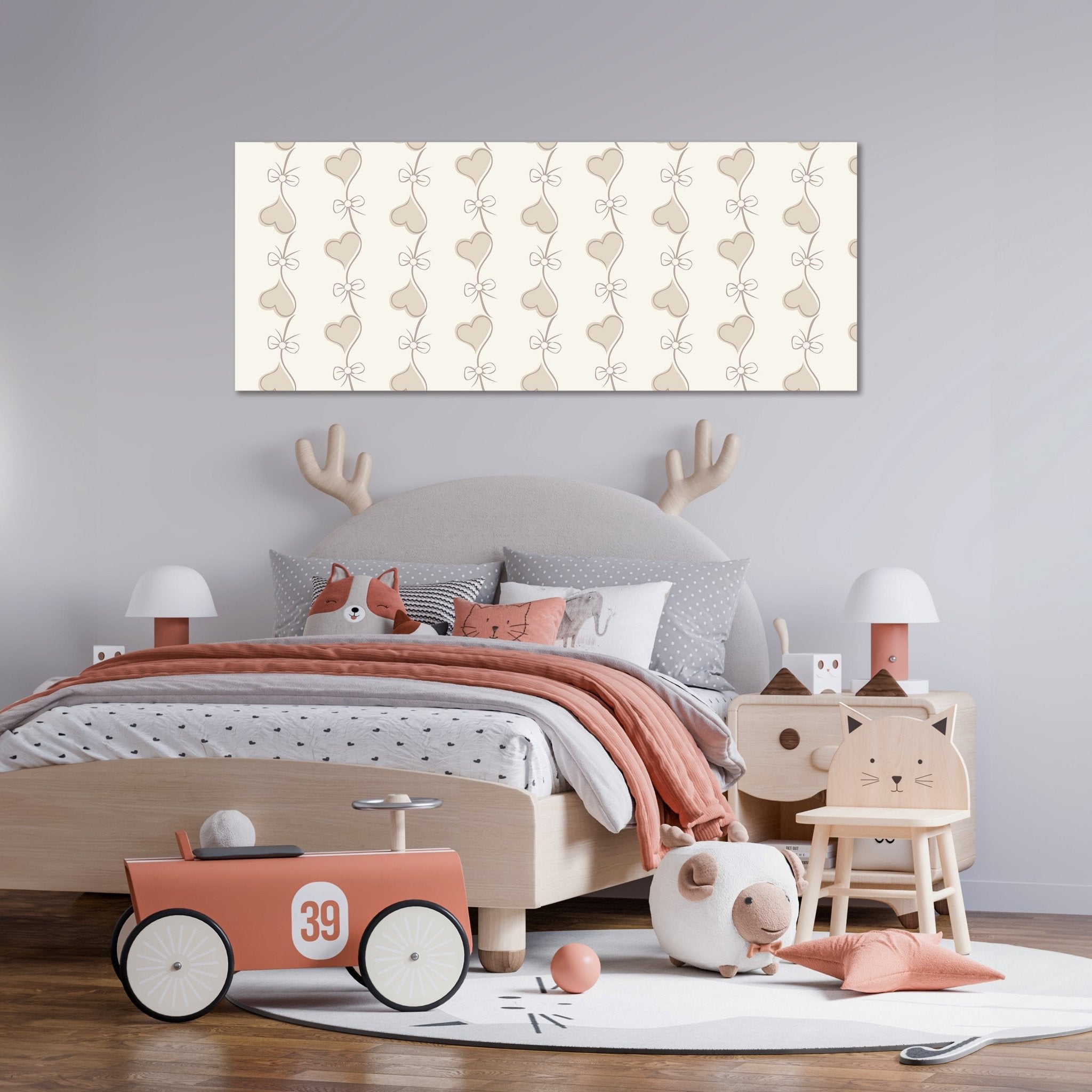 Leinwandbild Retro Herzen auf Beige Hintergrund M0993 kaufen - Bild 2