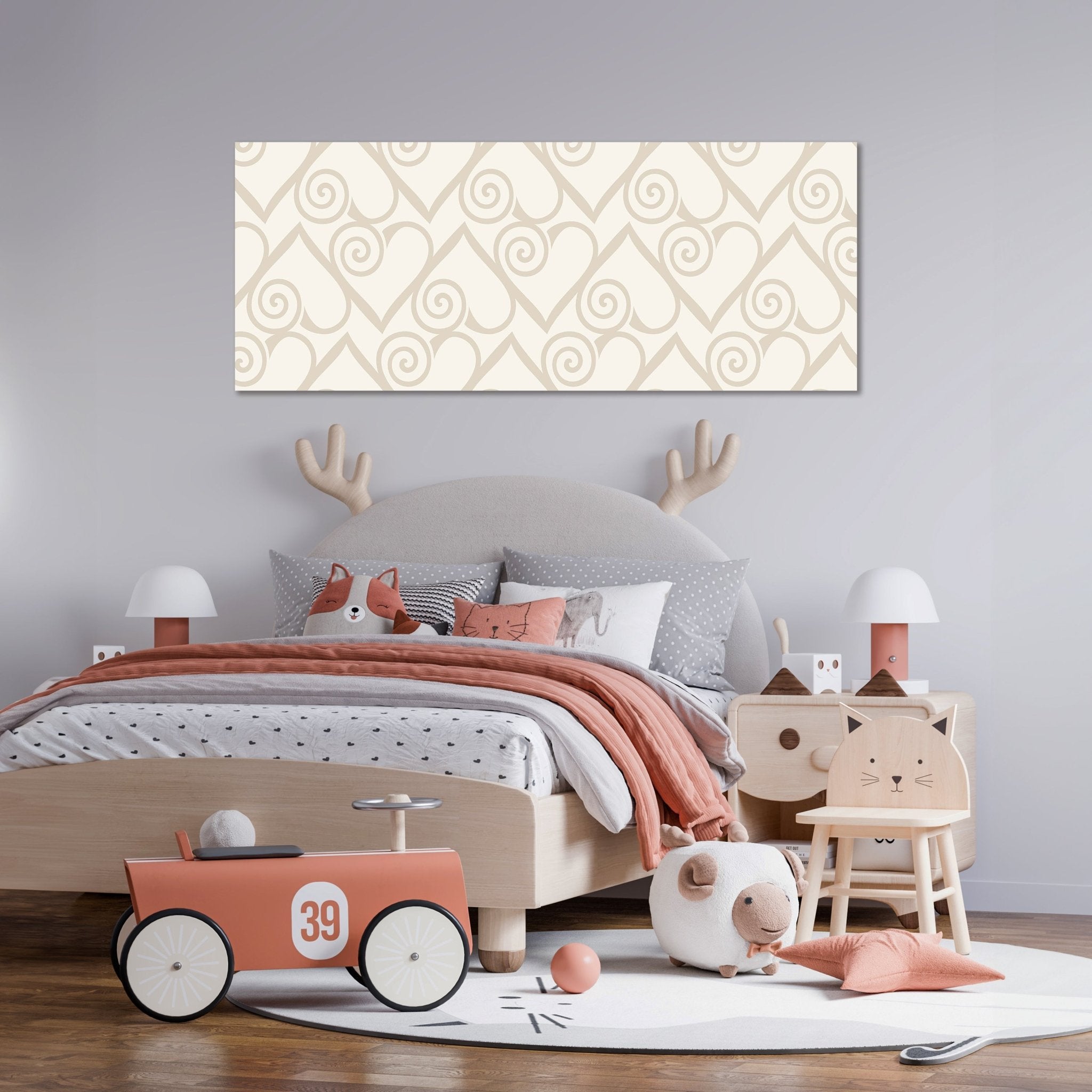 Leinwandbild Herzmuster auf beige Hintergrund M0994 kaufen - Bild 2