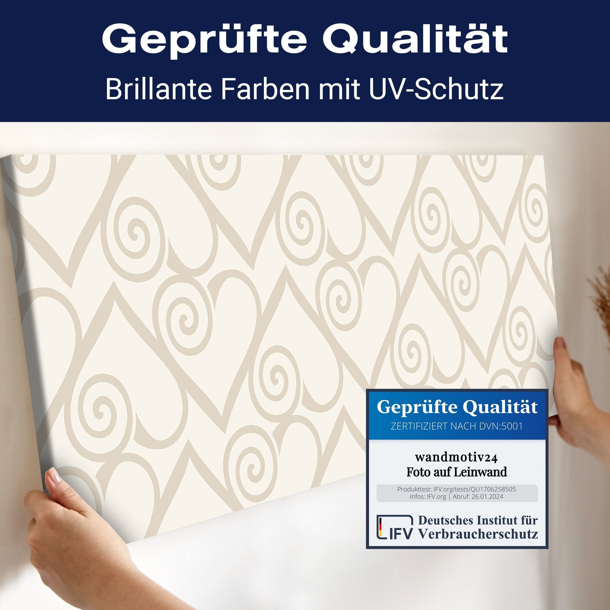 Leinwandbild Herzmuster auf beige Hintergrund M0994 kaufen - Bild 4