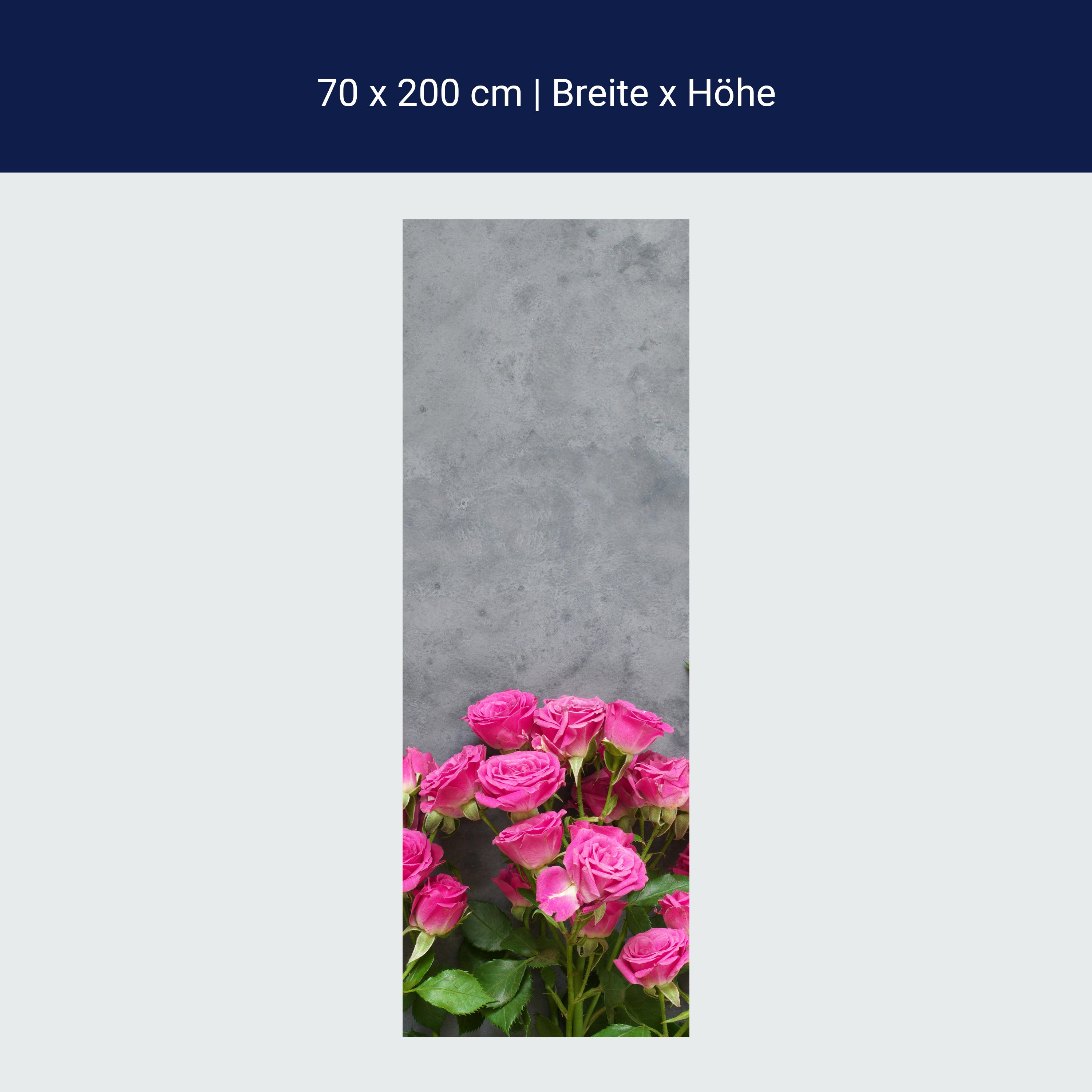 Türtapete Rosa Rosen auf dunkelgrauem Hintergrund M1033