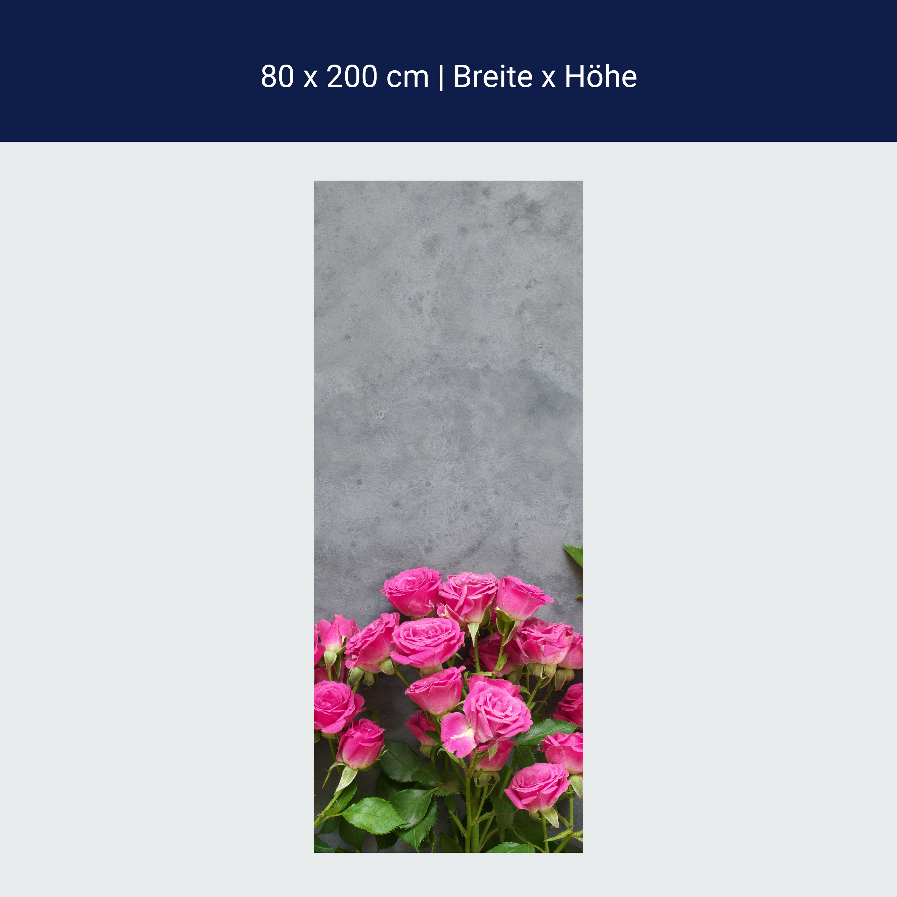 Türtapete Rosa Rosen auf dunkelgrauem Hintergrund M1033