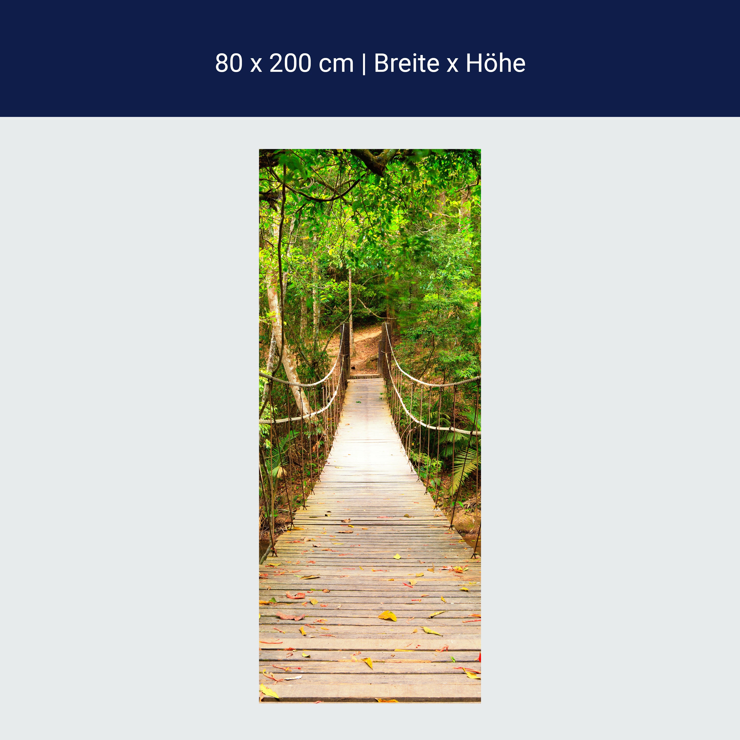 Türtapete Holz-brücke im Wald, Hängebrücke, Natur M1067