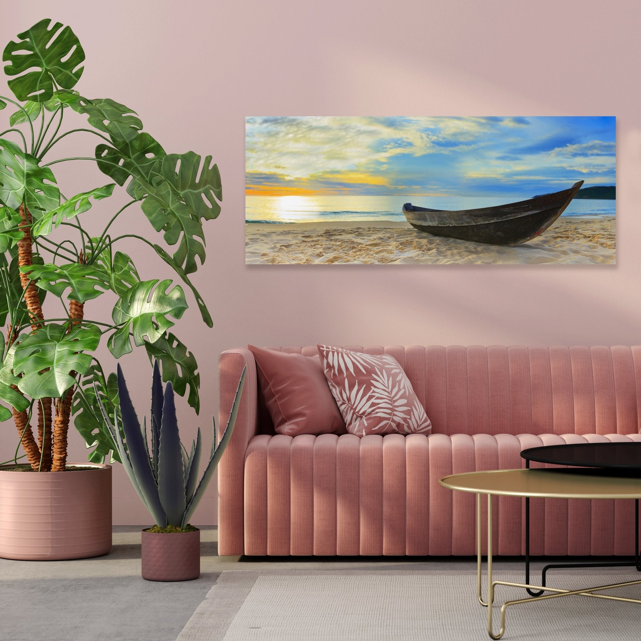 Leinwandbild Boot am Strand, Meer, Sonnenuntergang M1069 kaufen - Bild 3