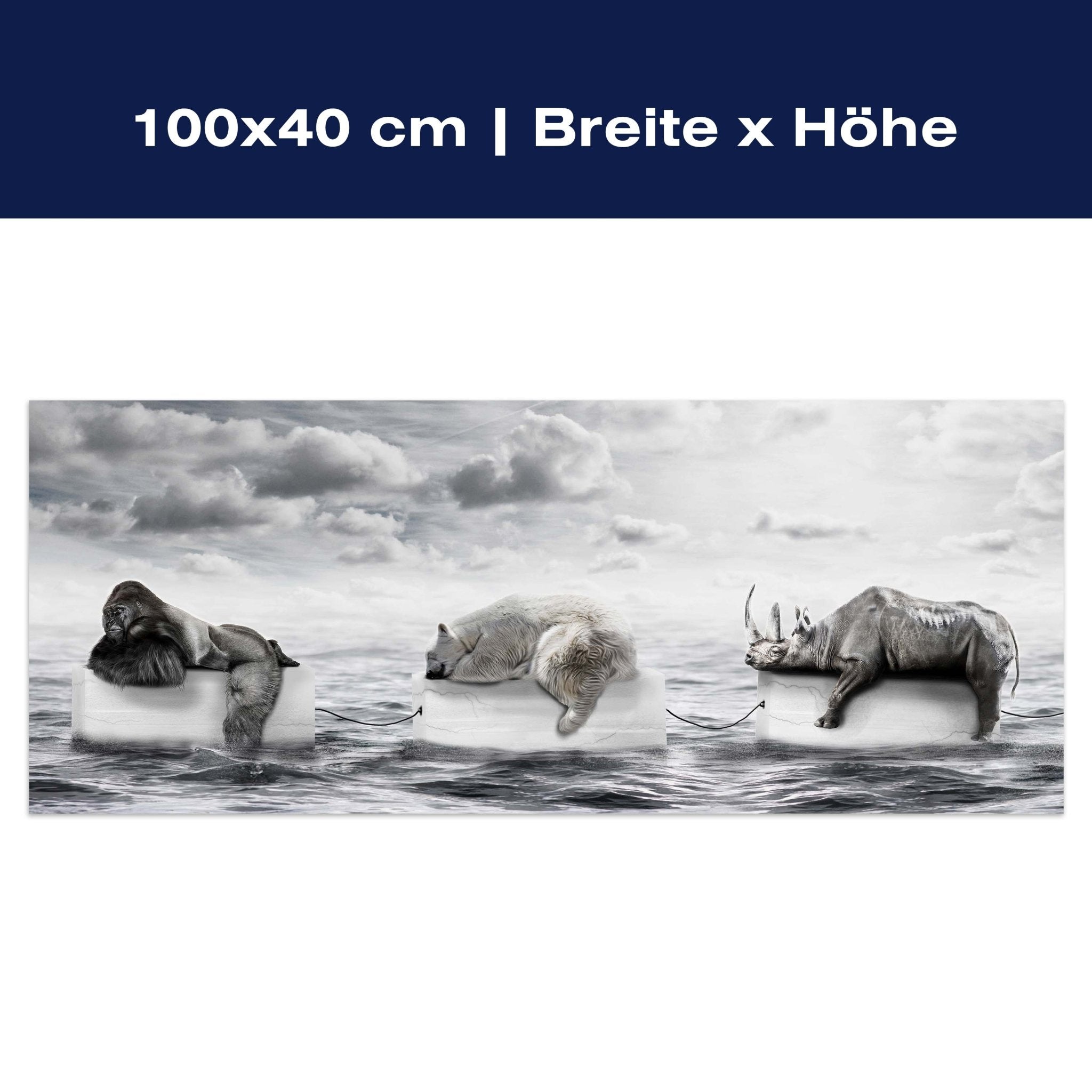 Leinwandbild Gorilla & Eisbär auf Eis, Meer, Klima M1070