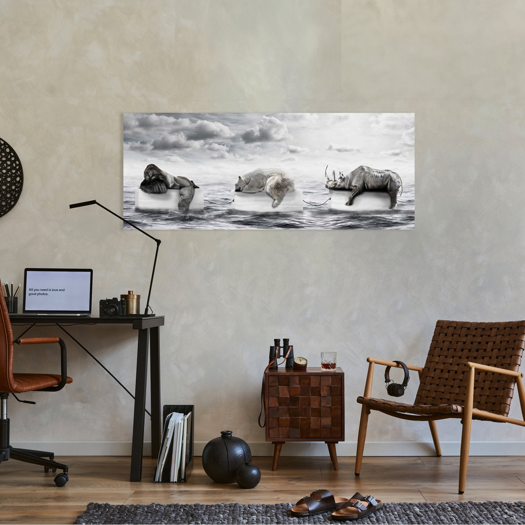 Leinwandbild Gorilla & Eisbär auf Eis, Meer, Klima M1070 kaufen - Bild 2