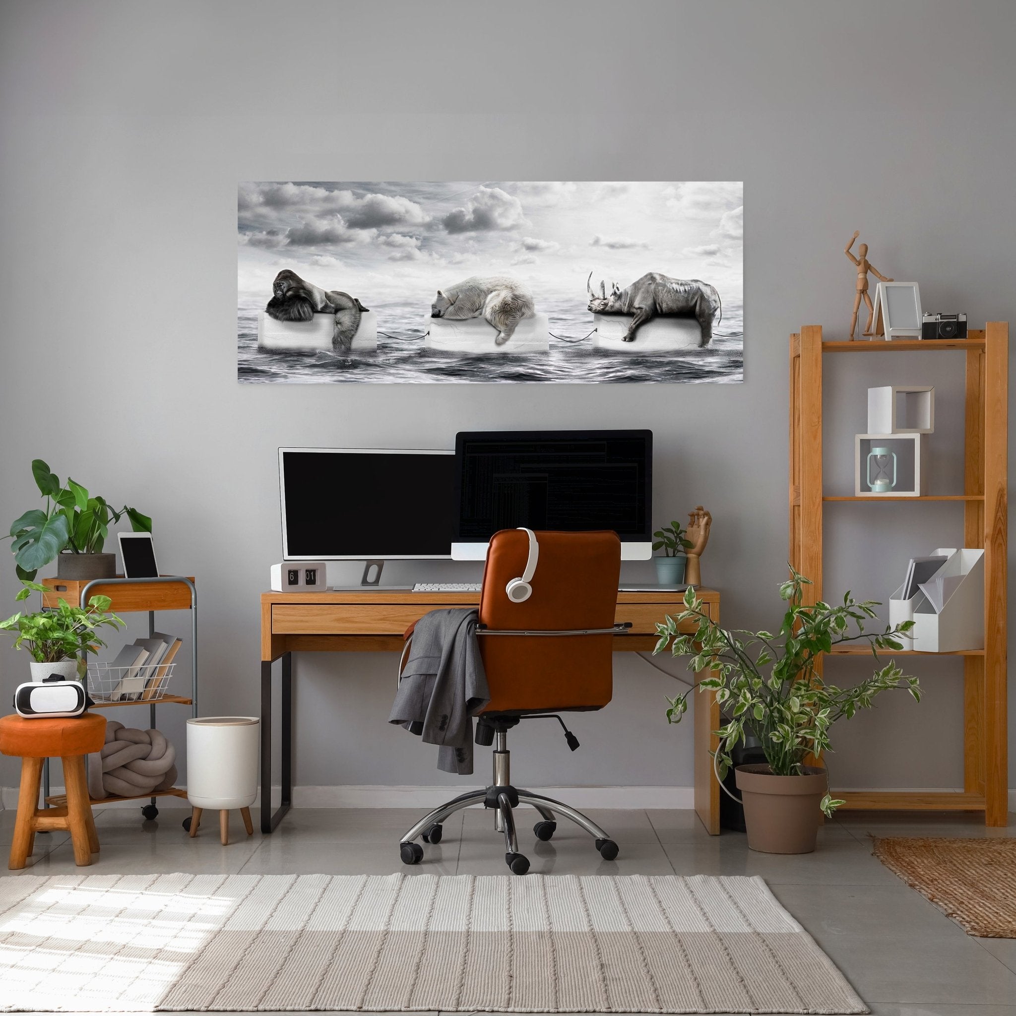 Leinwandbild Gorilla & Eisbär auf Eis, Meer, Klima M1070 kaufen - Bild 3