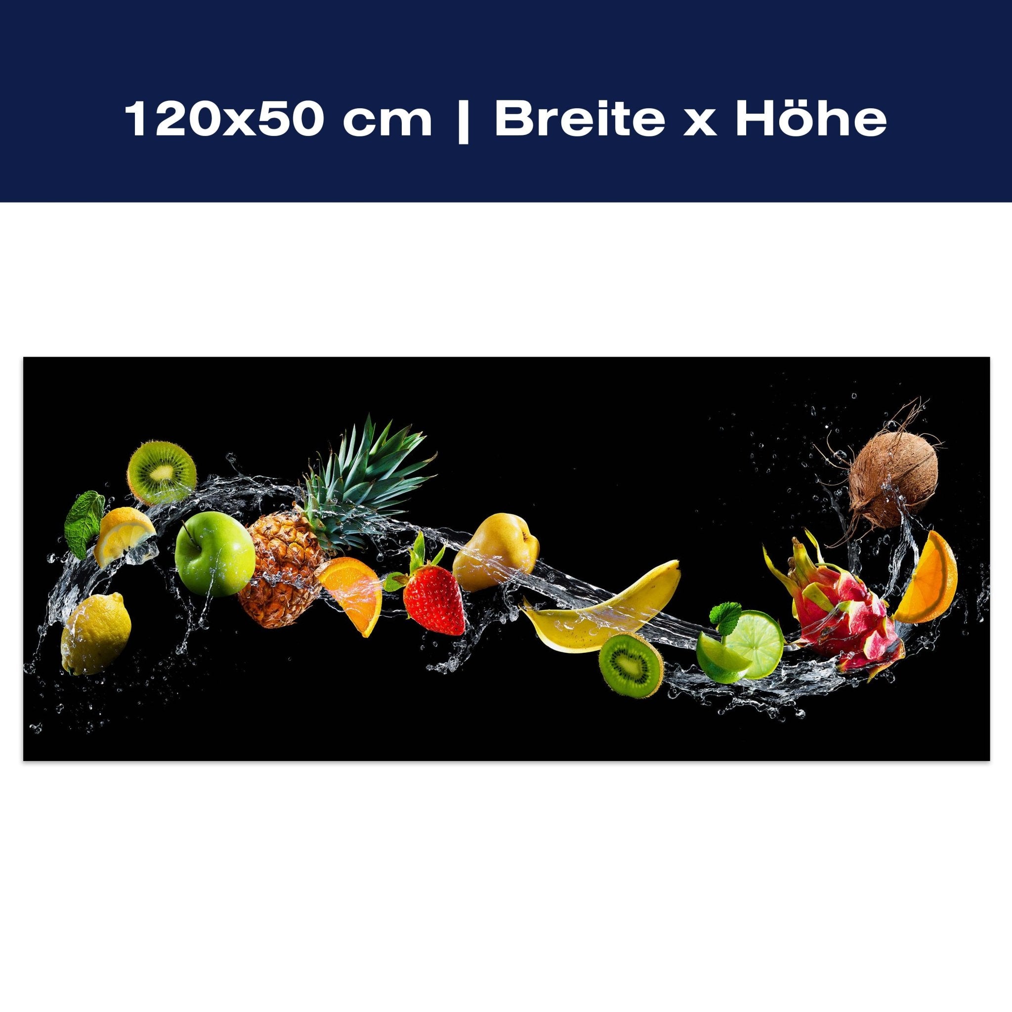 Leinwandbild Früchte & Wasser, Banane, Kiwi, Orange M1075