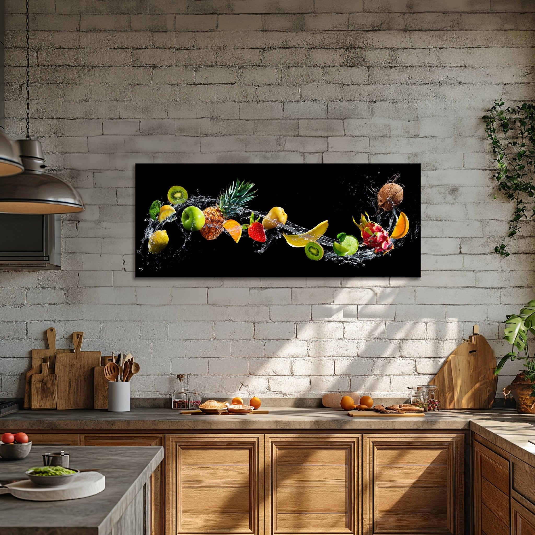 Leinwandbild Früchte & Wasser, Banane, Kiwi, Orange M1075 kaufen - Bild 2