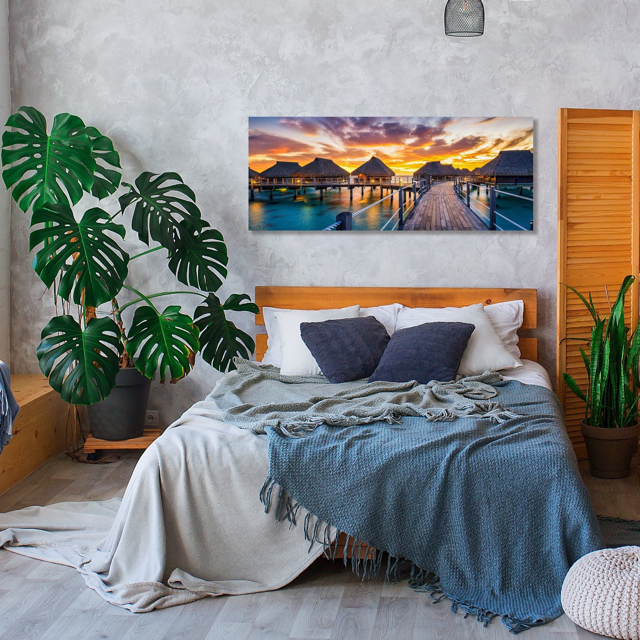 Leinwandbild Ferienhäuser im Meer, Paradies, Urlaub M1076 kaufen - Bild 2