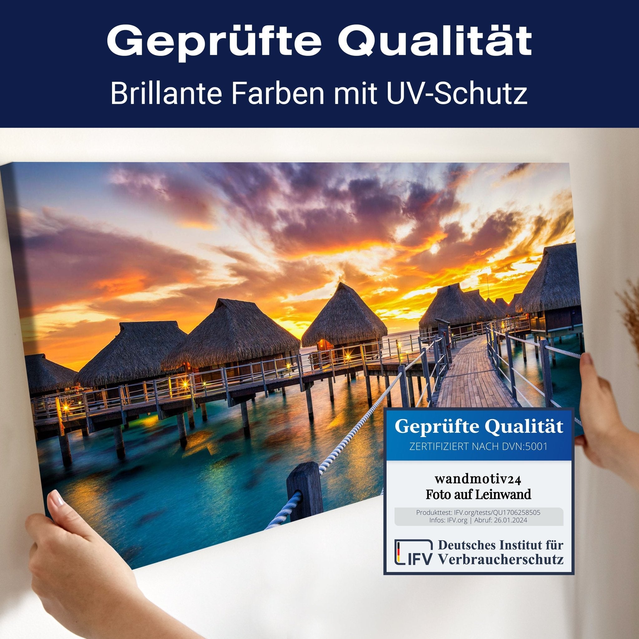 Leinwandbild Ferienhäuser im Meer, Paradies, Urlaub M1076 kaufen - Bild 4