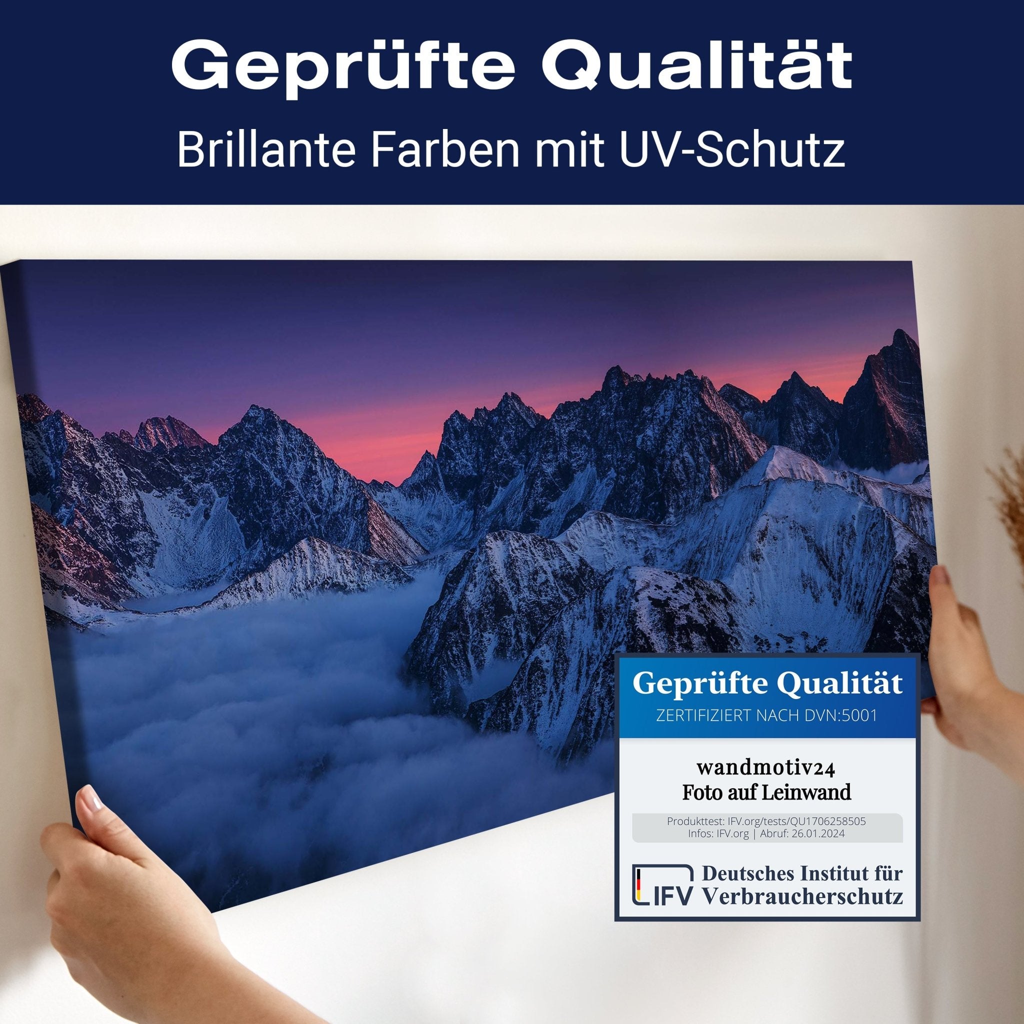 Leinwandbild Berge im Abendrot, Gebirge, Schnee, Berg M1090 kaufen - Bild 4