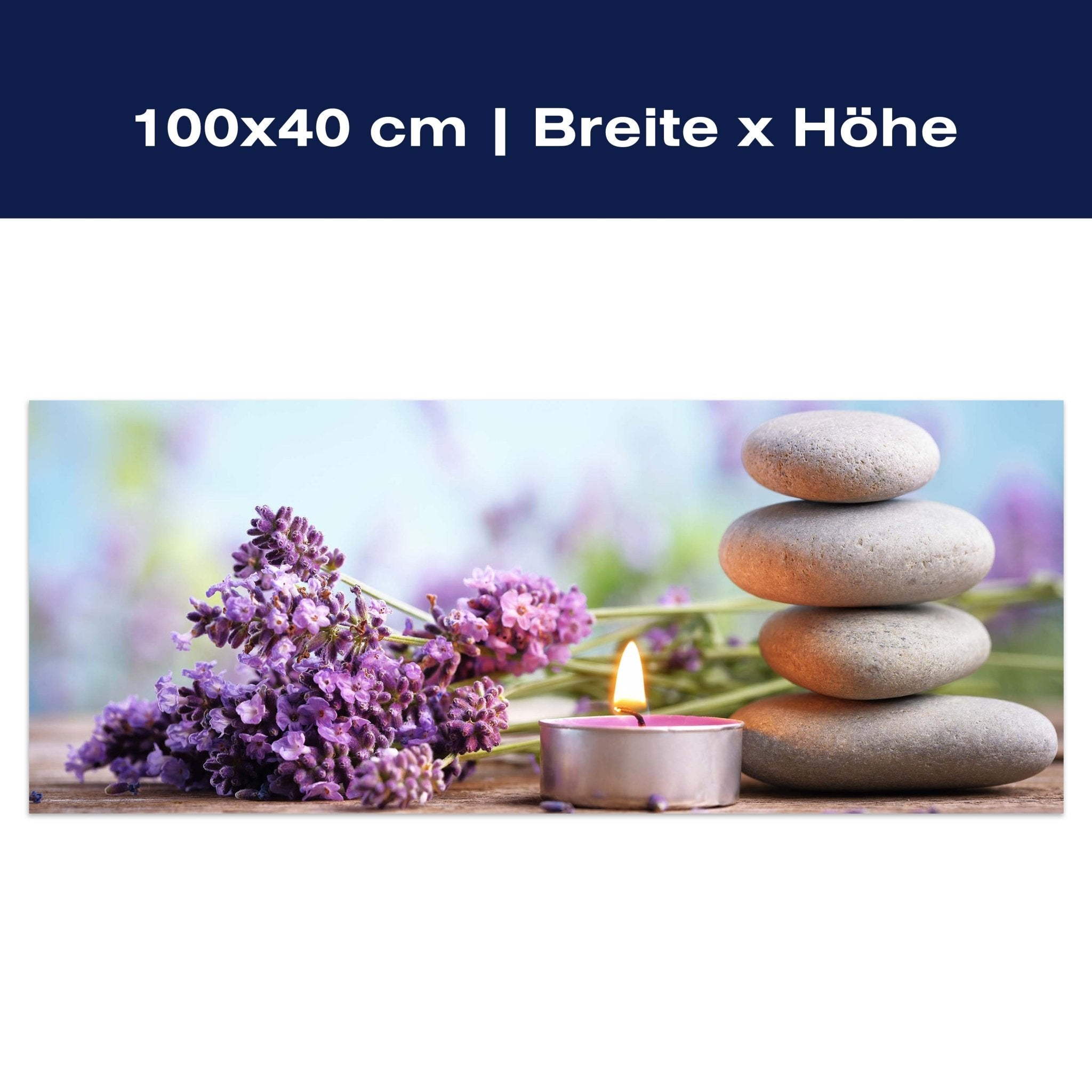 Leinwandbild Teelicht, Steine, Lavendel, Wellness M1102