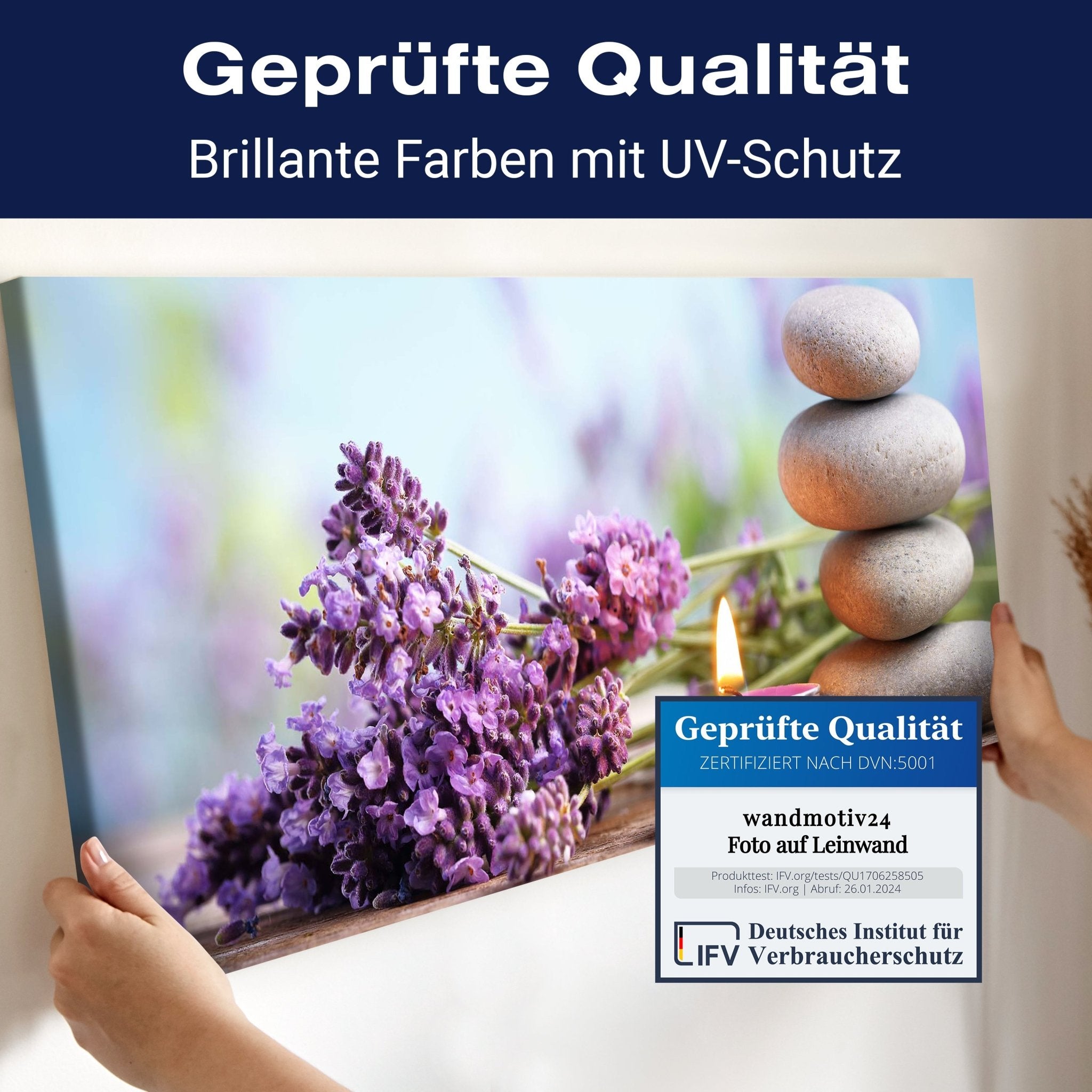 Leinwandbild Teelicht, Steine, Lavendel, Wellness M1102 kaufen - Bild 4