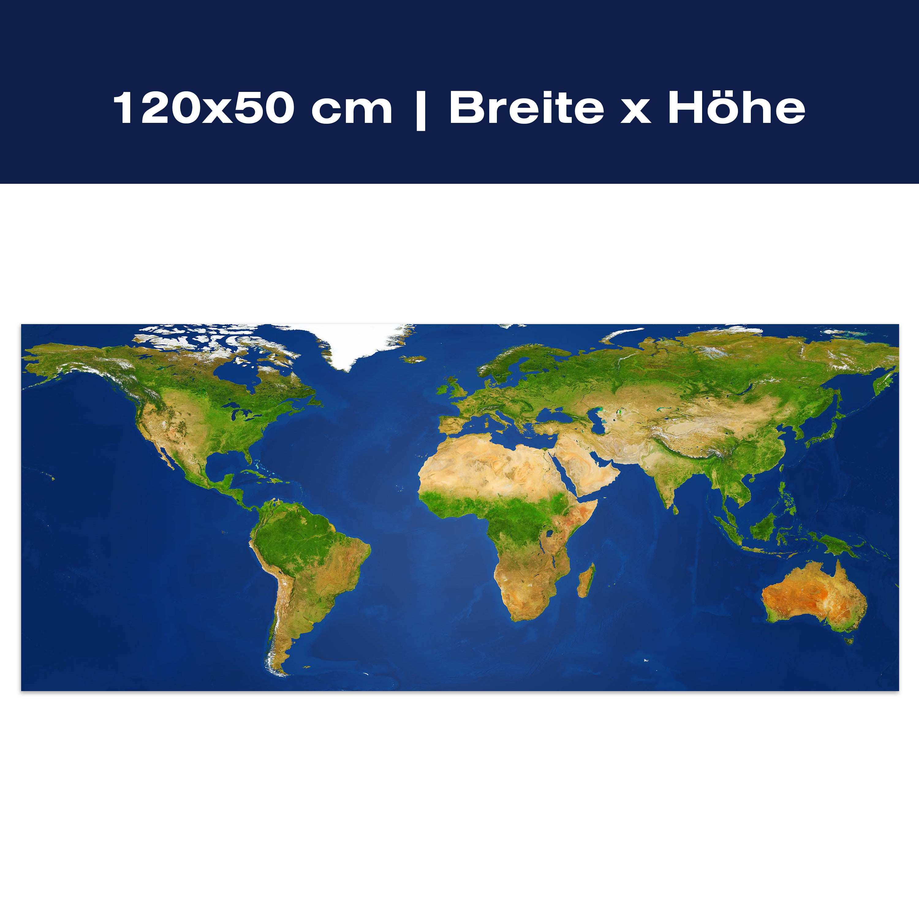 Leinwandbild Weltkarte, Erde, Kontinente, Meere M1103