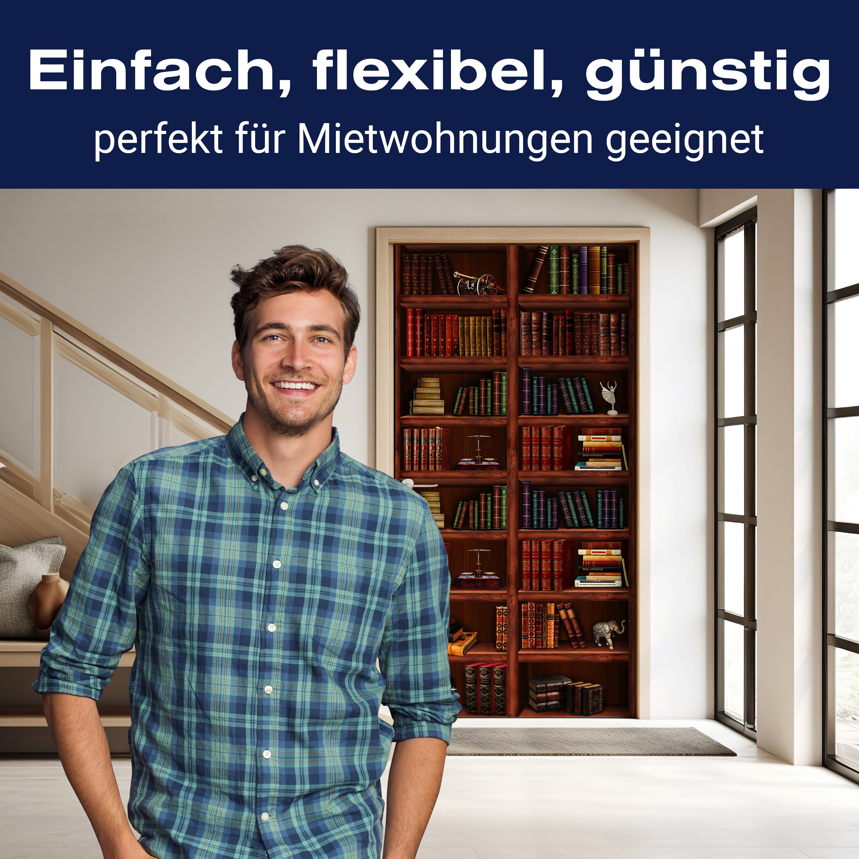 Türtapete Bücher-regal, Schrank, Buch, Figur M1108 - Bild 3