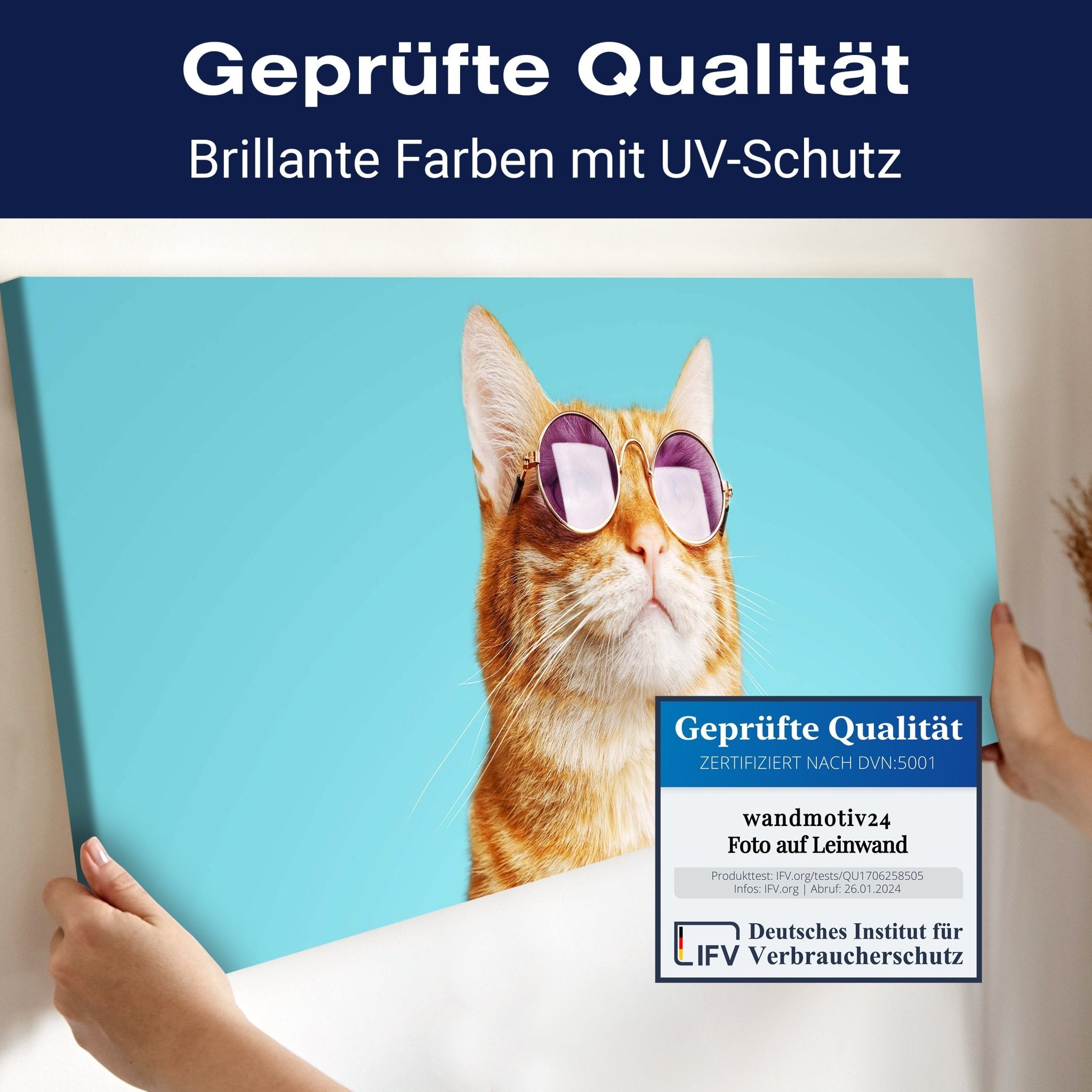 Leinwandbild gestreifte Katze, violette Sonnenbrille M1120 kaufen - Bild 4