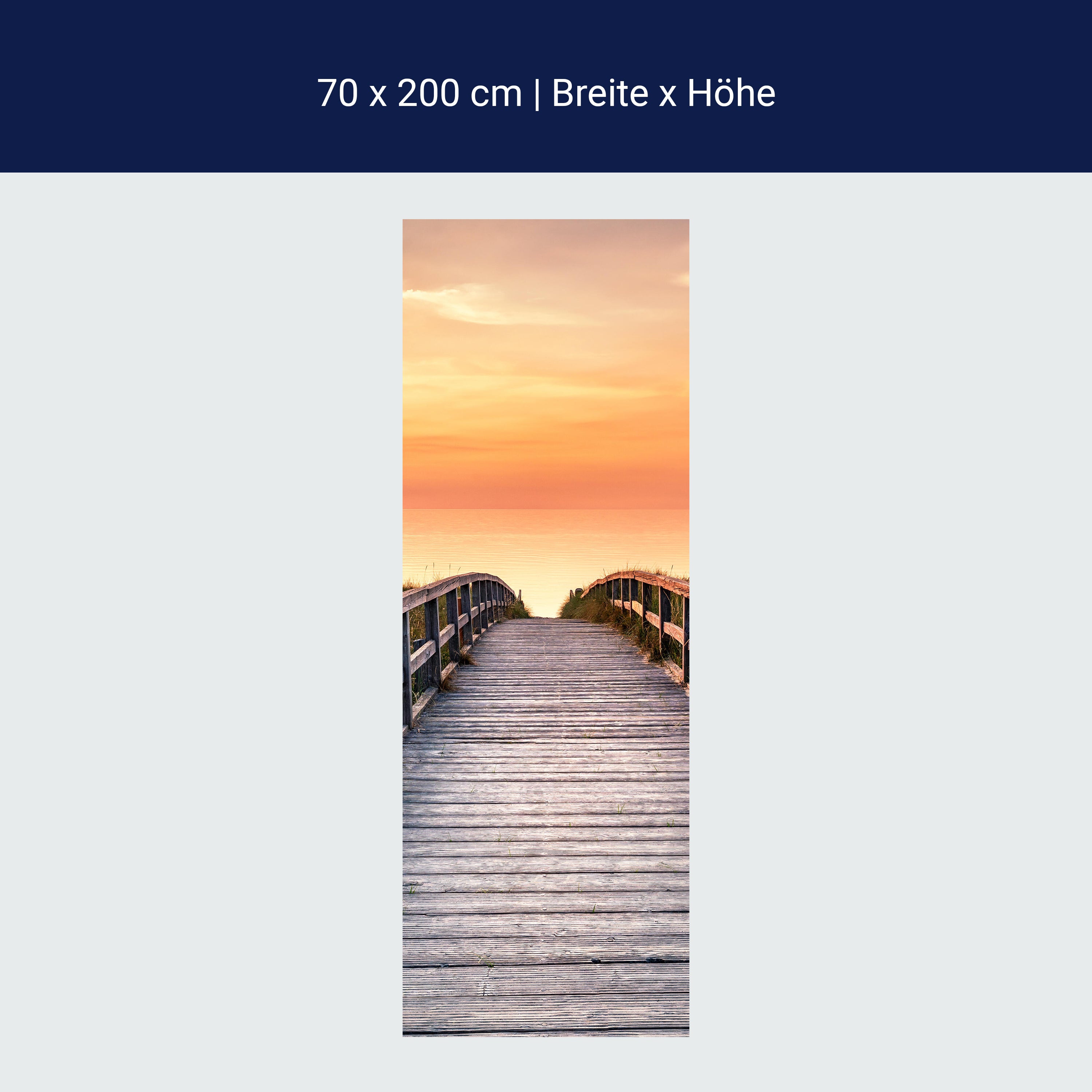 Türtapete Holz-steg zum Meer, Abend-rot, Sonne M1135