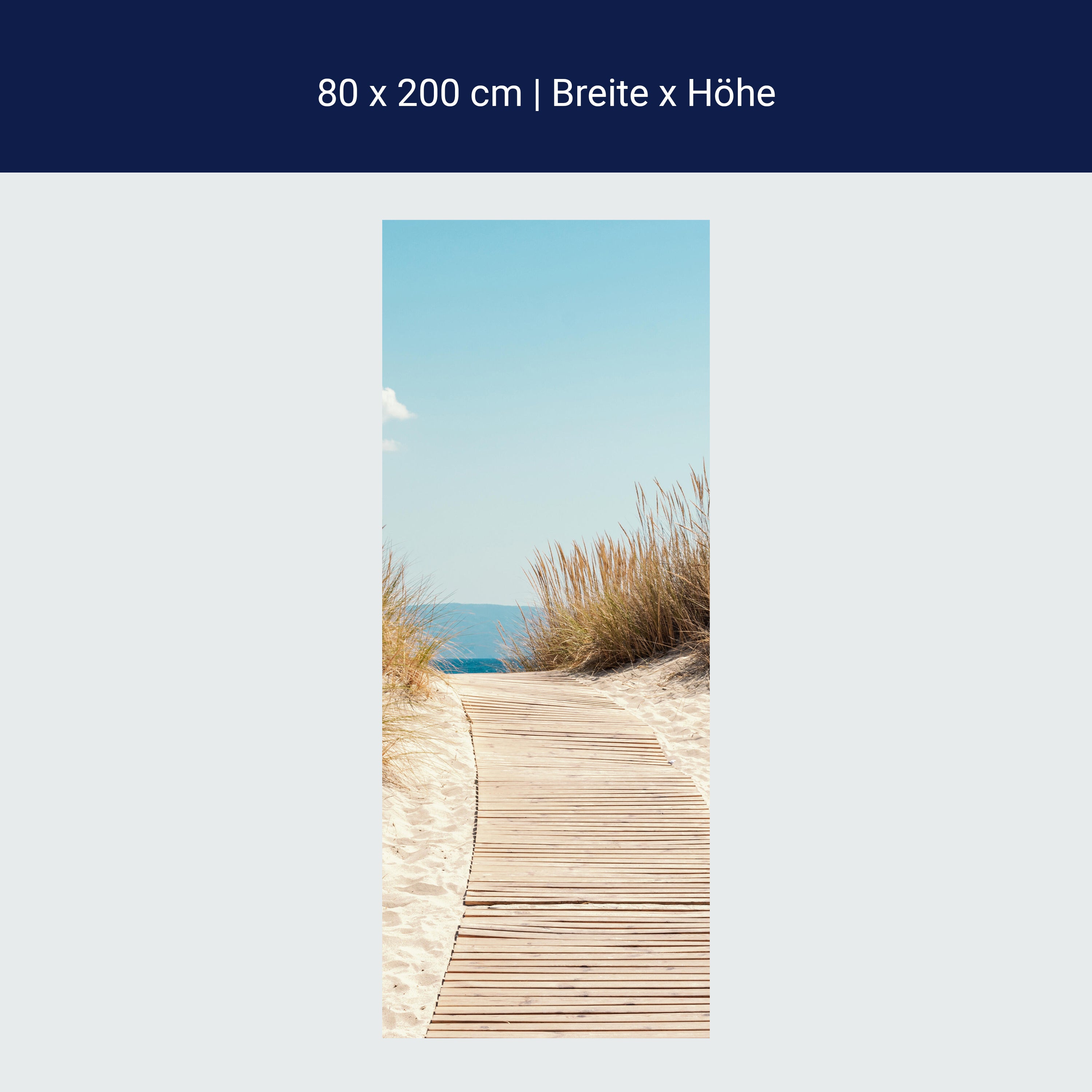 Türtapete Holz-weg an den Strand, Gräser, Meer M1143