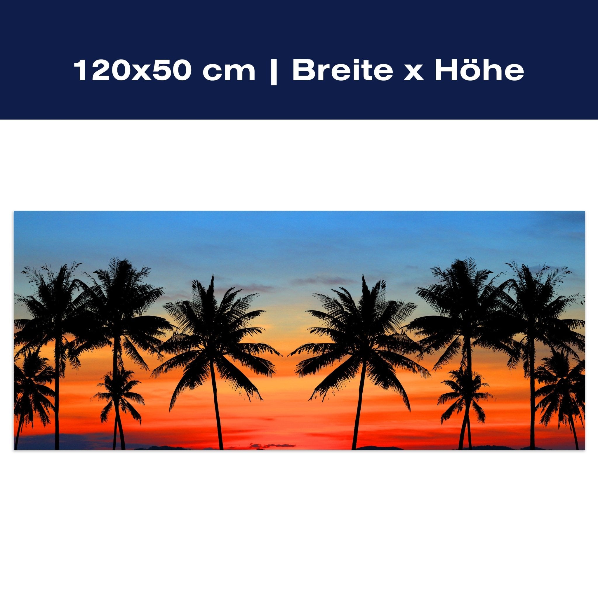 Leinwandbild Sonnenuntergang über dem Meer, Palmen M1146