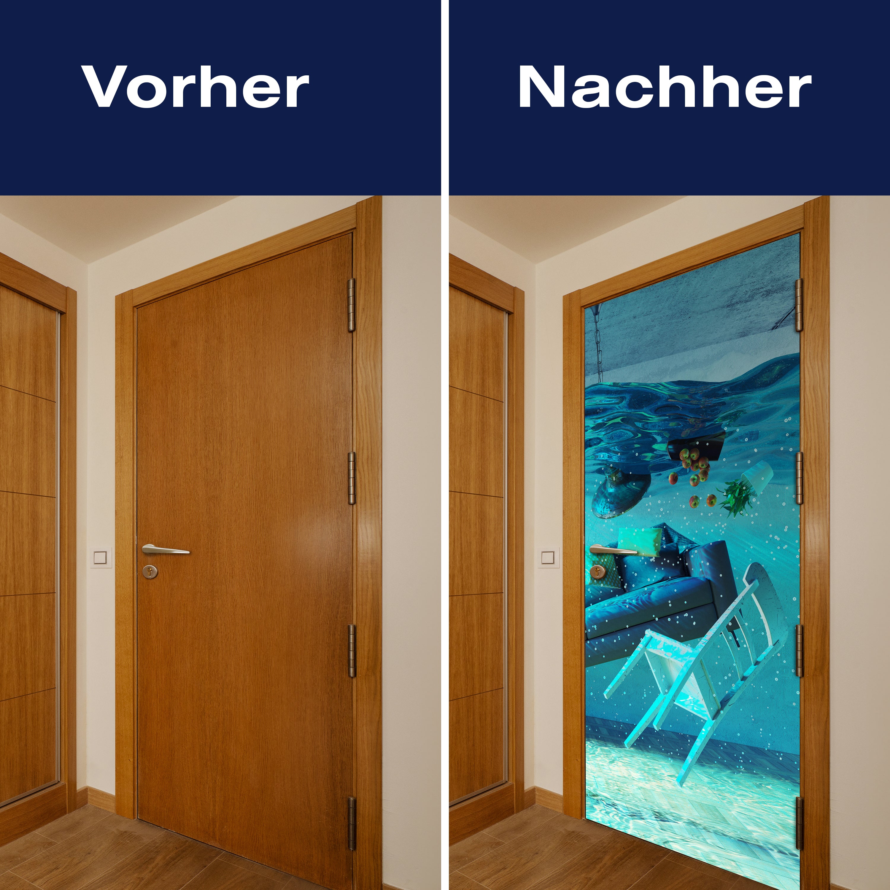 Türtapete Wohnzimmer Unterwasser, Stuhl, Couch M1164 - Bild 10