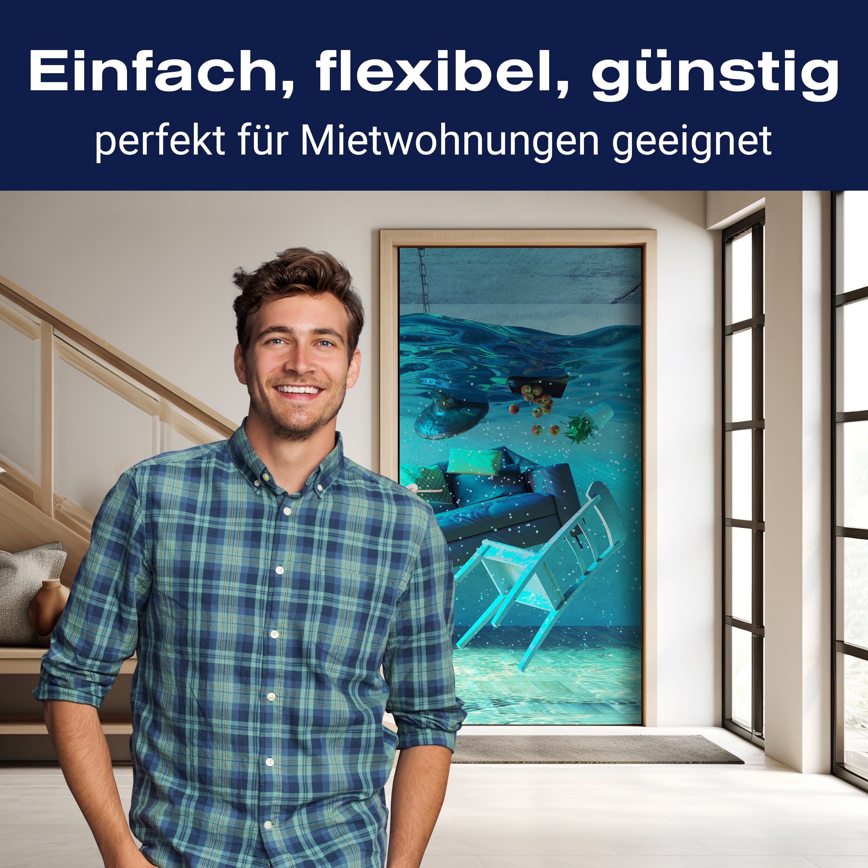 Türtapete Wohnzimmer Unterwasser, Stuhl, Couch M1164 - Bild 3