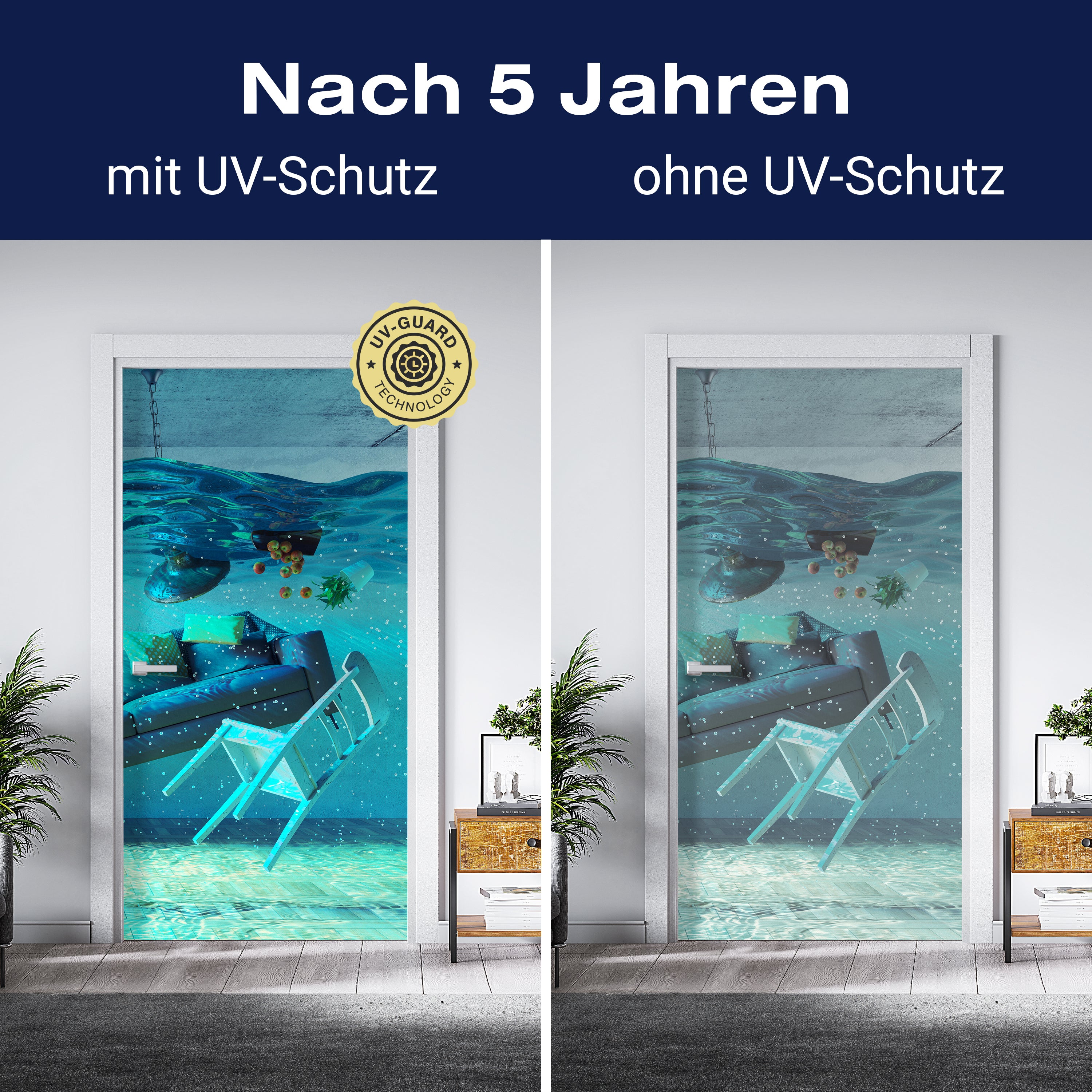 Türtapete Wohnzimmer Unterwasser, Stuhl, Couch M1164 - Bild 4