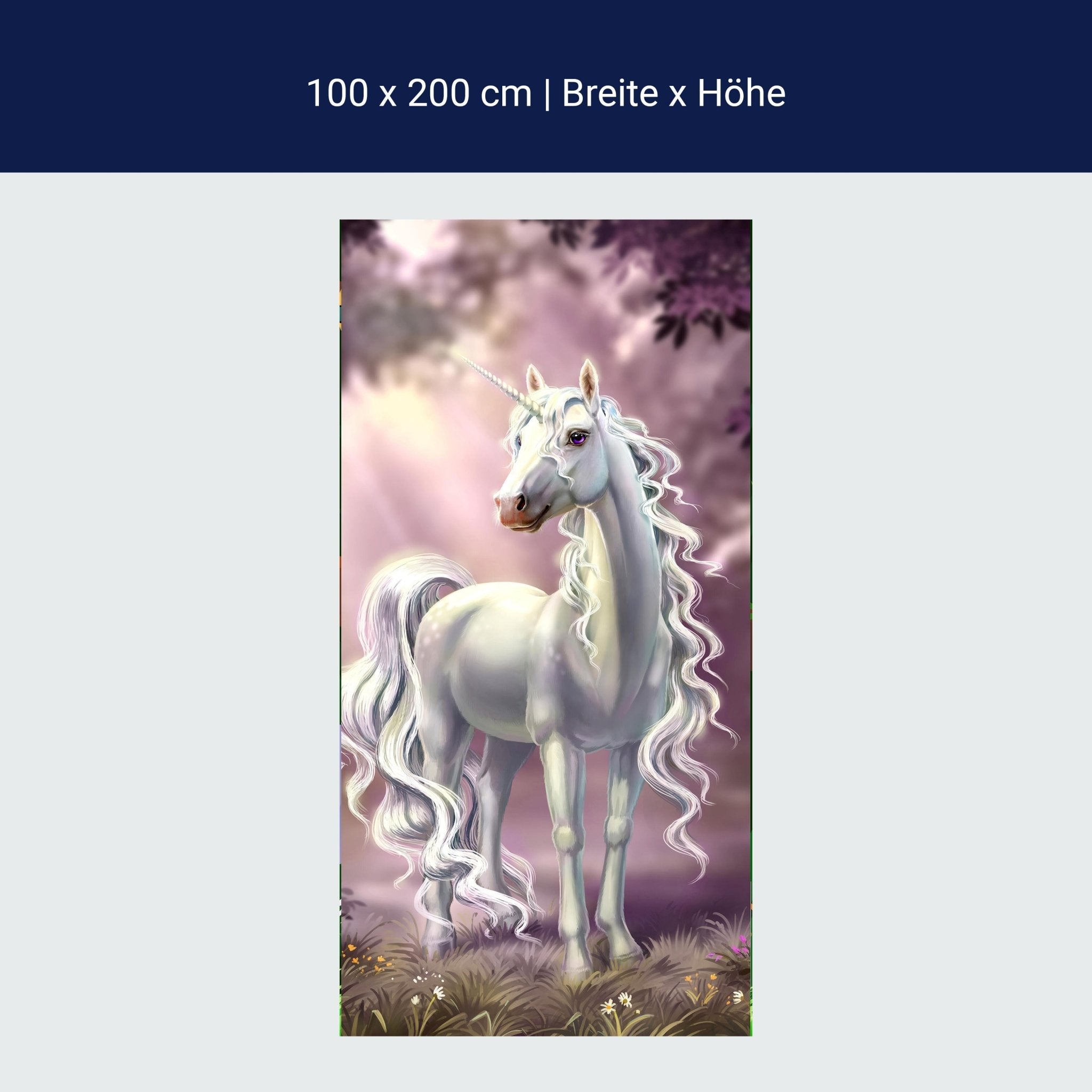 Türtapete Prinzessinnen Einhorn, Weiß, Fantasy M1186