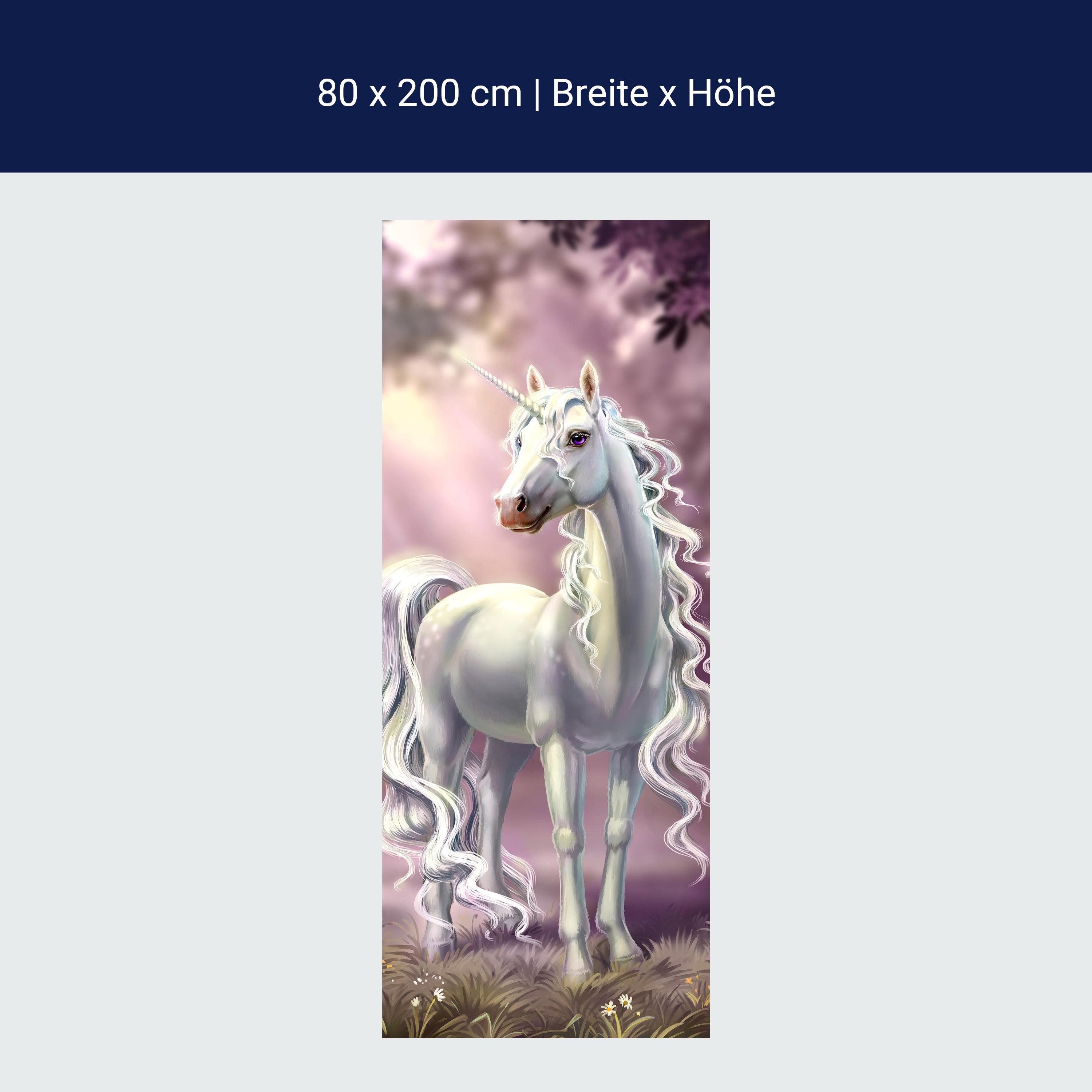 Türtapete Prinzessinnen Einhorn, Weiß, Fantasy M1186