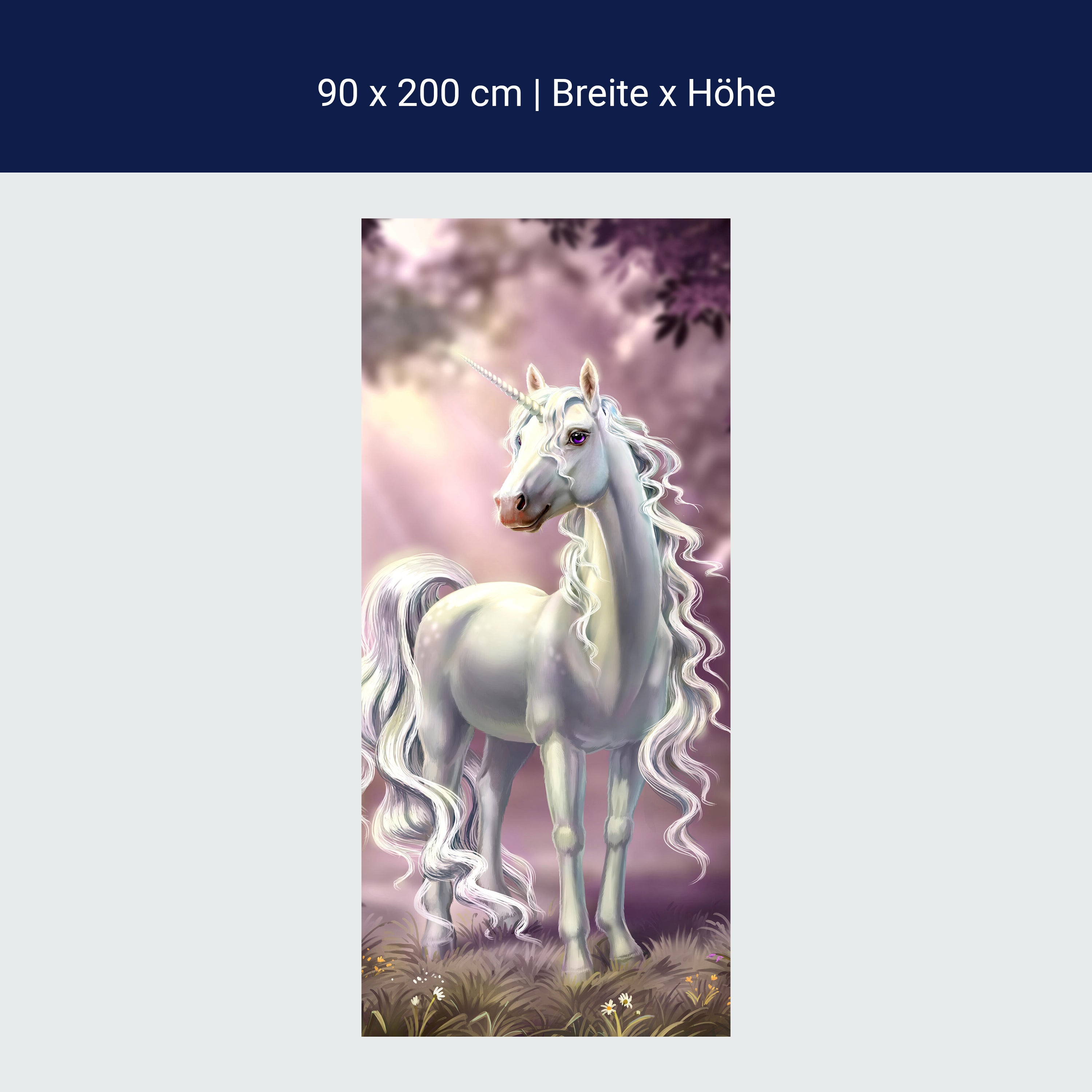 Türtapete Prinzessinnen Einhorn, Weiß, Fantasy M1186