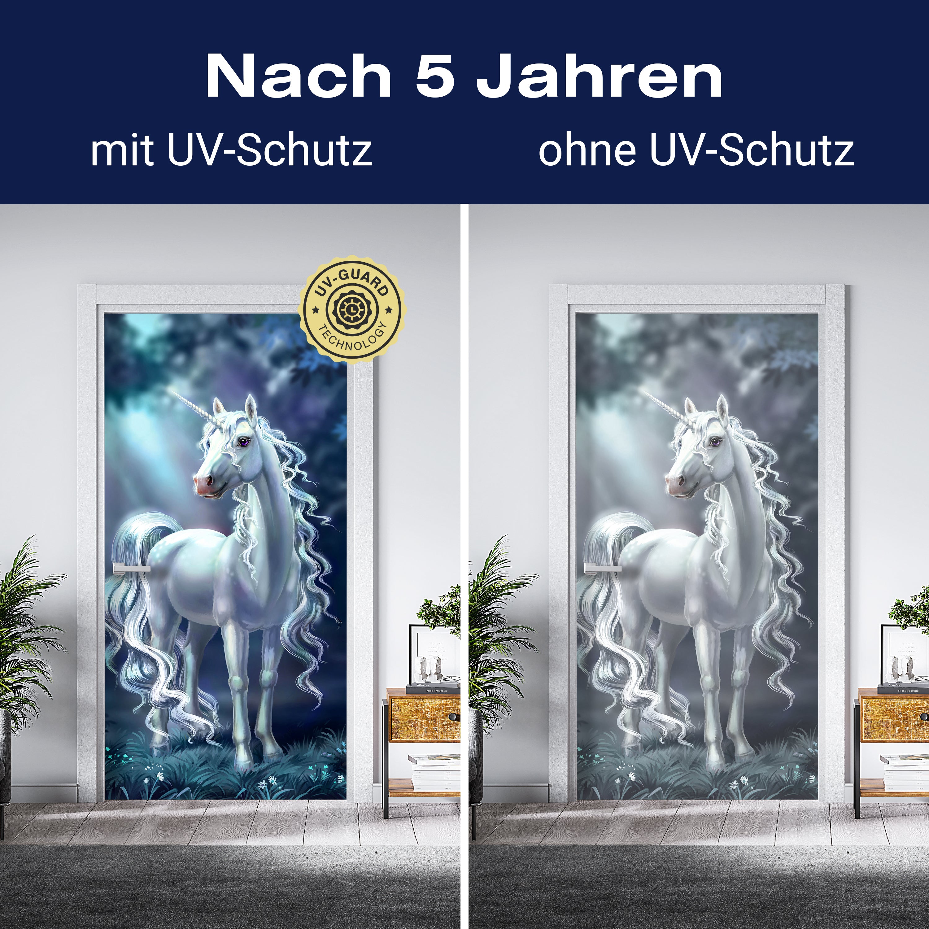 Türtapete schimmerndes Einhorn im Wald, Fantasy M1187 - Bild 4