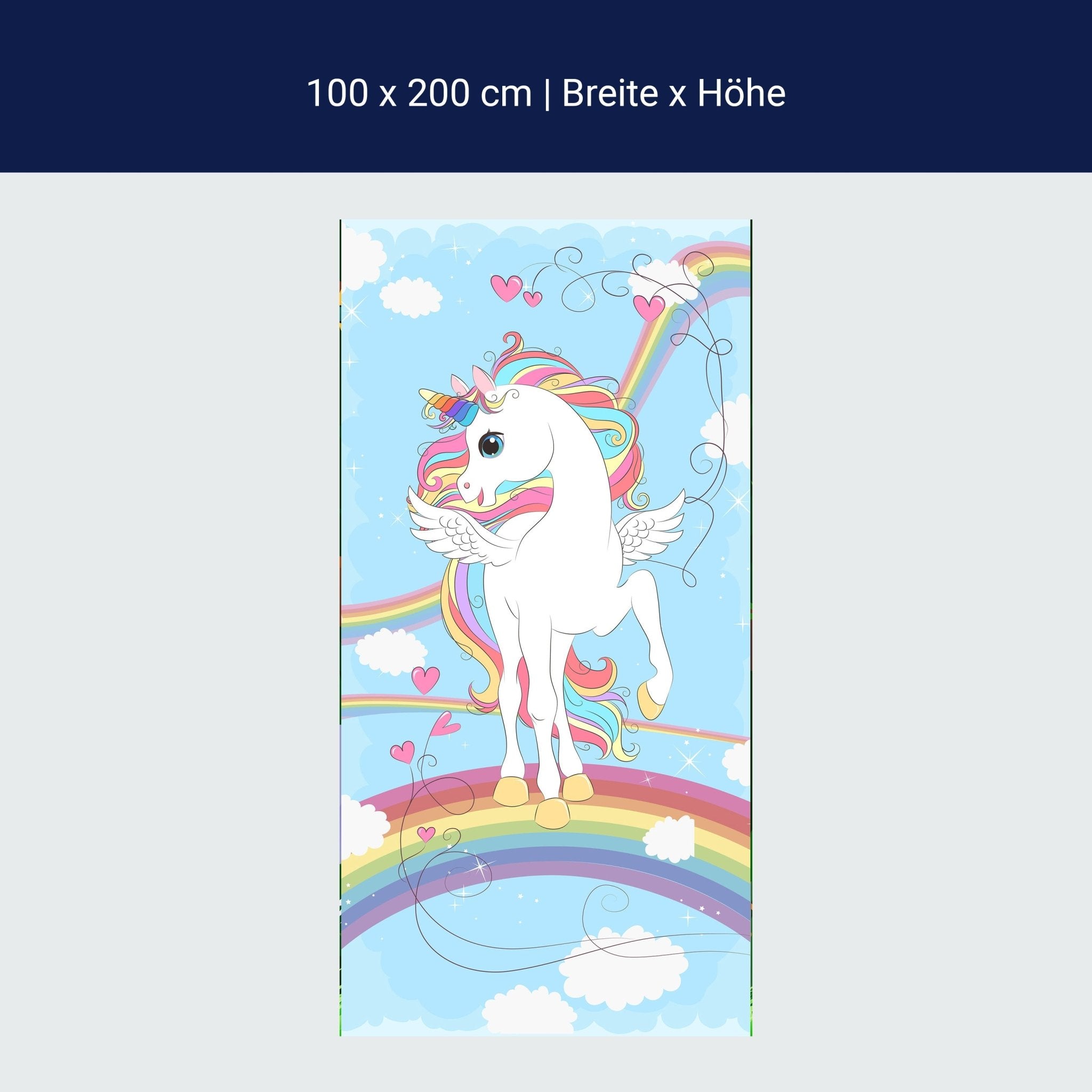 Türtapete Regenbogen Einhorn, bunt, Herzen M1189