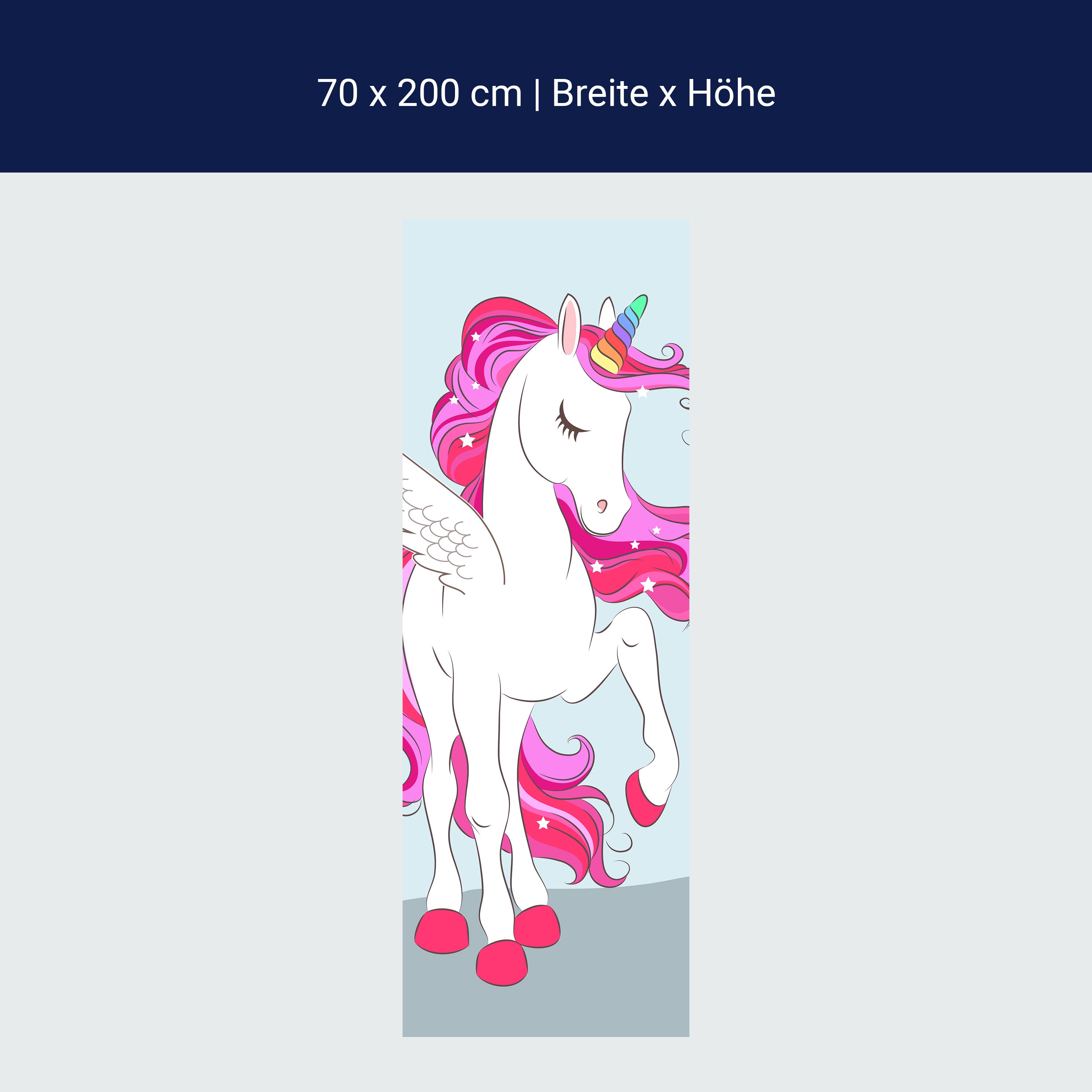 Türtapete Regenbogen Einhorn, Pinke Mähne M1190