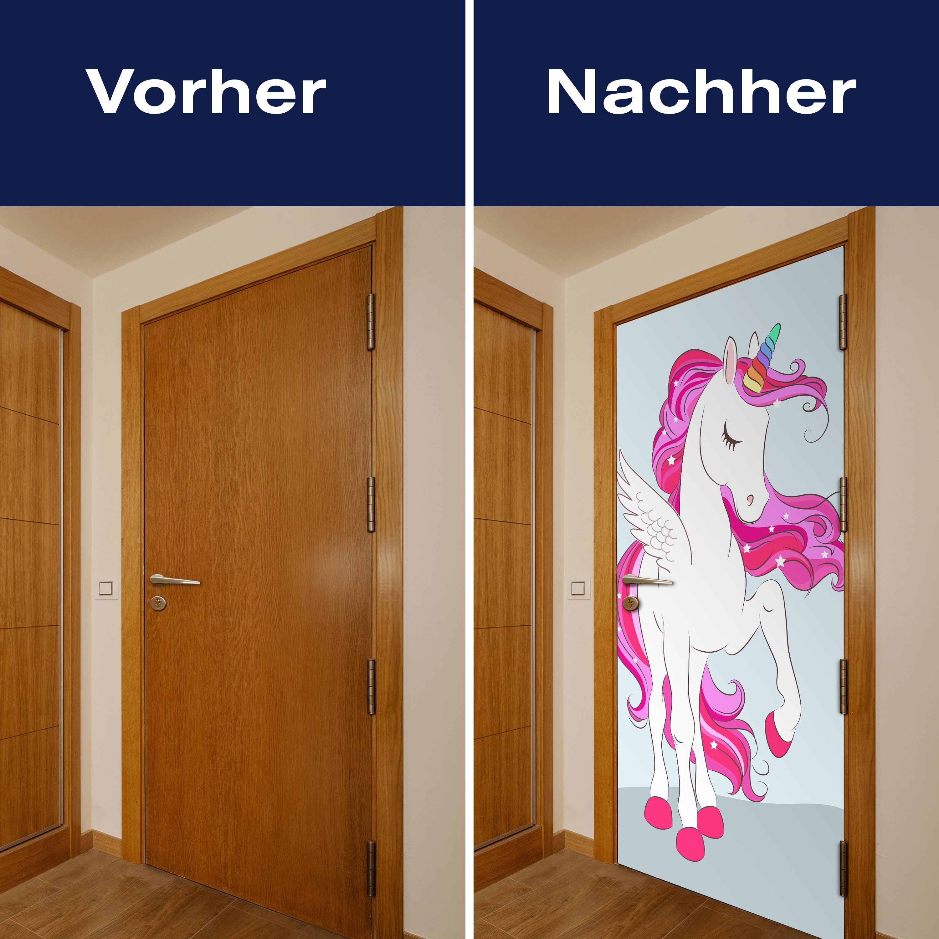 Türtapete Regenbogen Einhorn, Pinke Mähne M1190 - Bild 10