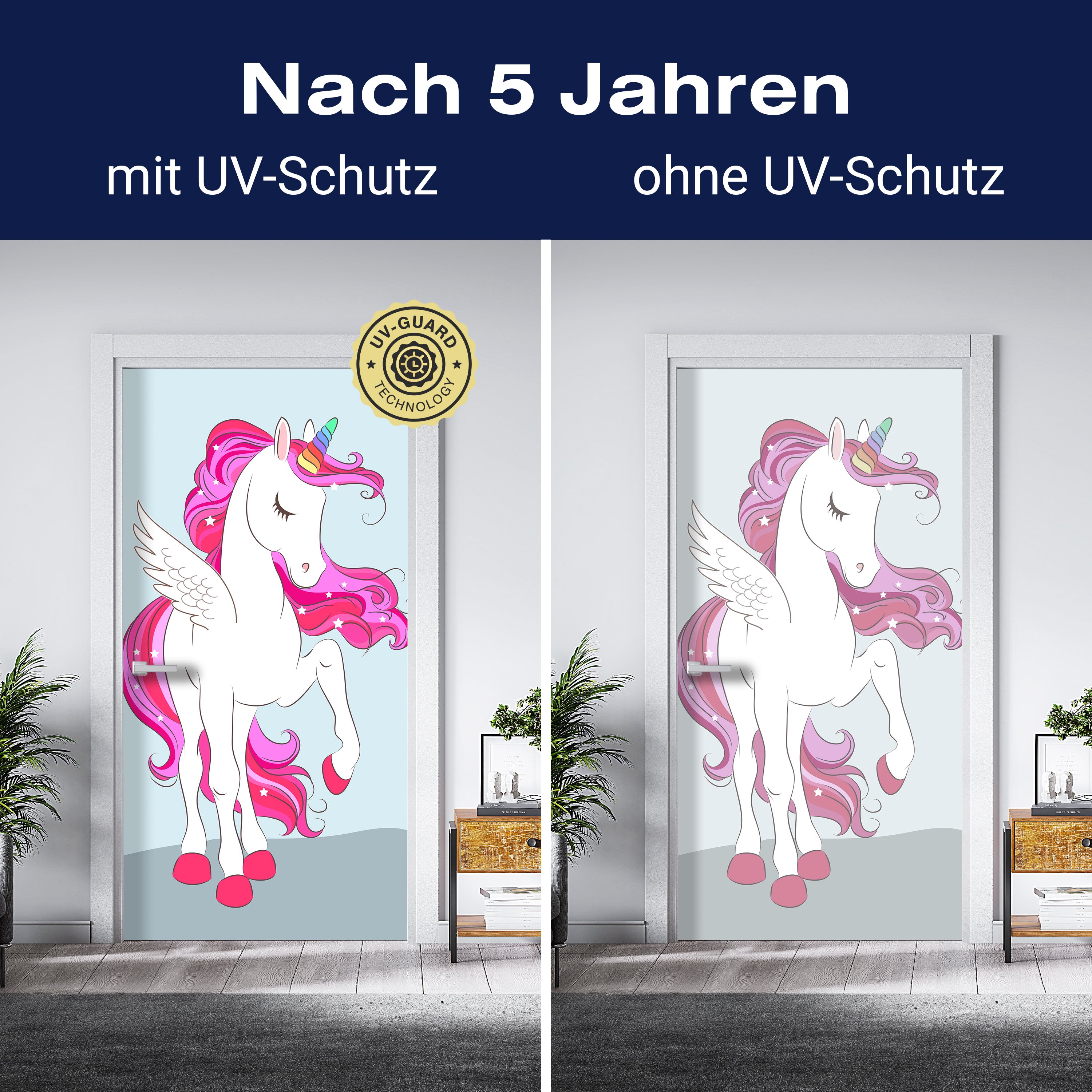 Türtapete Regenbogen Einhorn, Pinke Mähne M1190 - Bild 4