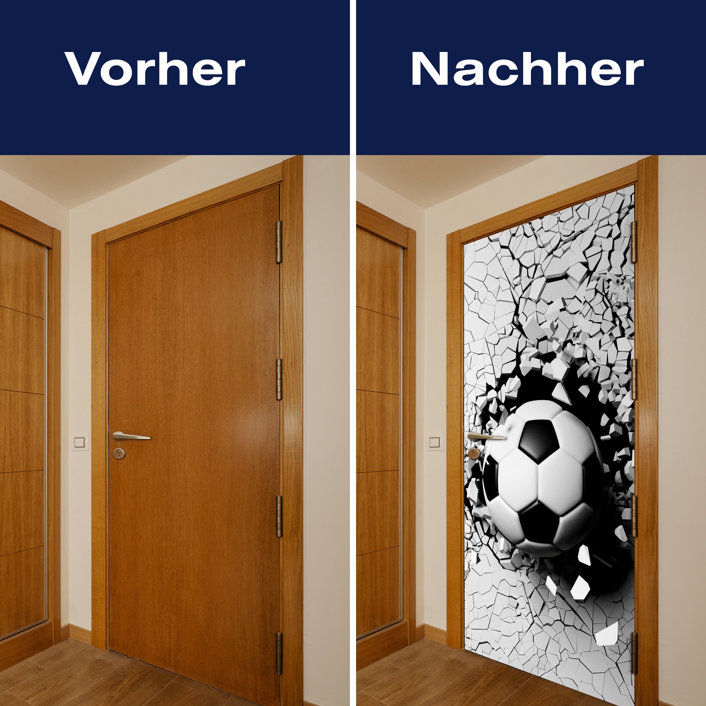 Türtapete Fussball durch Wand, 3D, Sport, Ball M1200 - Bild 10