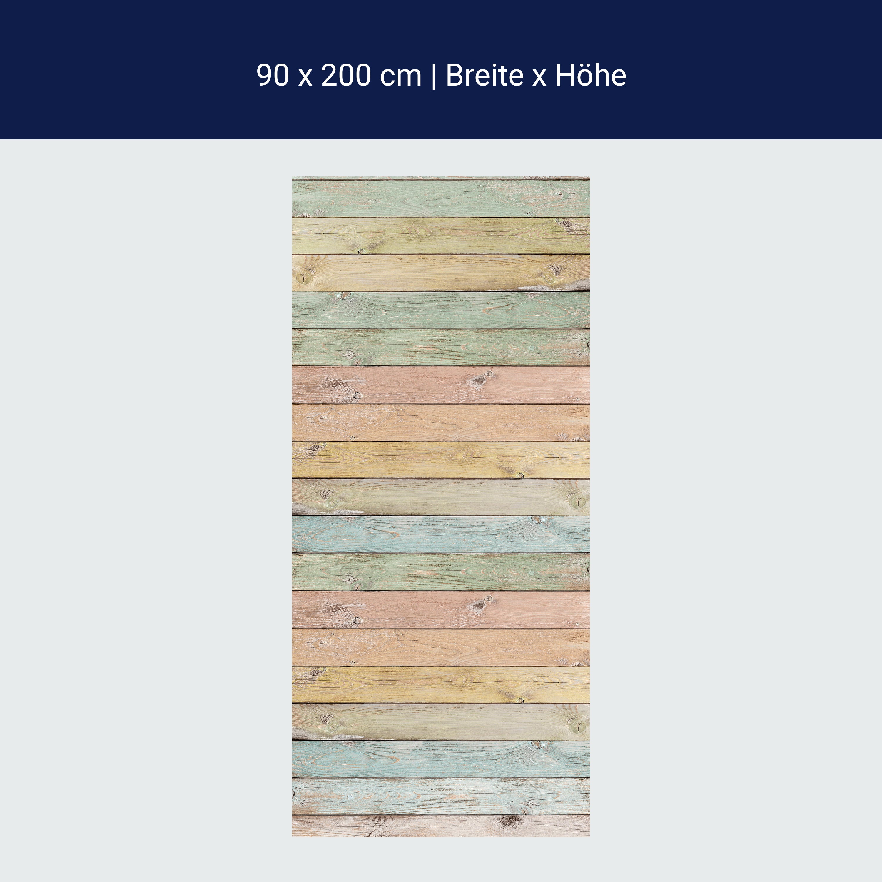 Türtapete bunte Holzplatte, Palisaden, bunt, Holz M1239