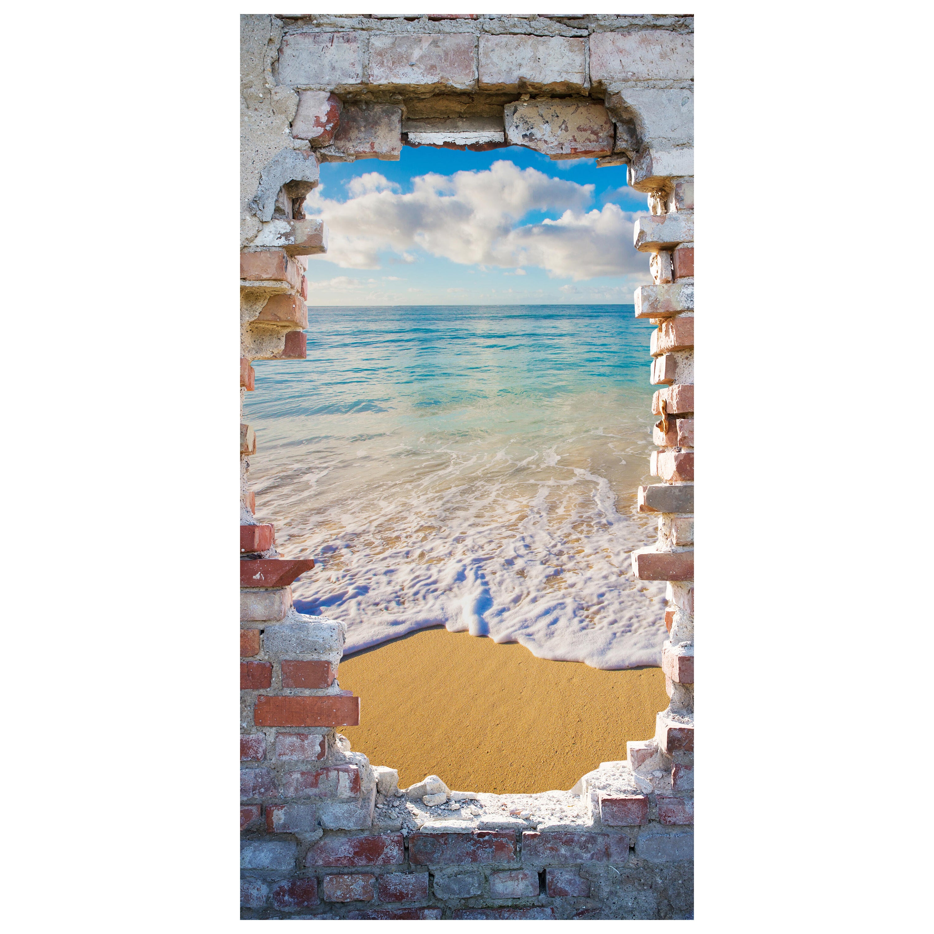 Türtapete 3D Steinwand, Ausblick, Meer, Strand M1265 - Bild 2