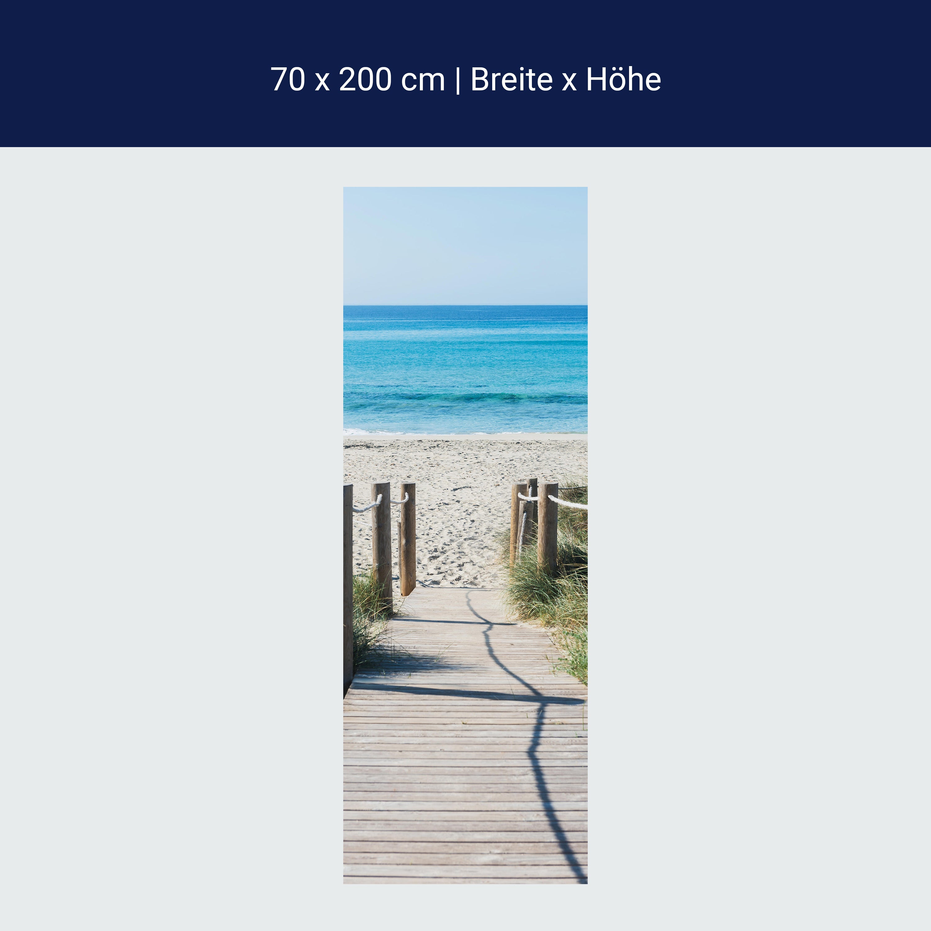 Türtapete Holzweg zum Strand, Meer, Holz, Seil M1298