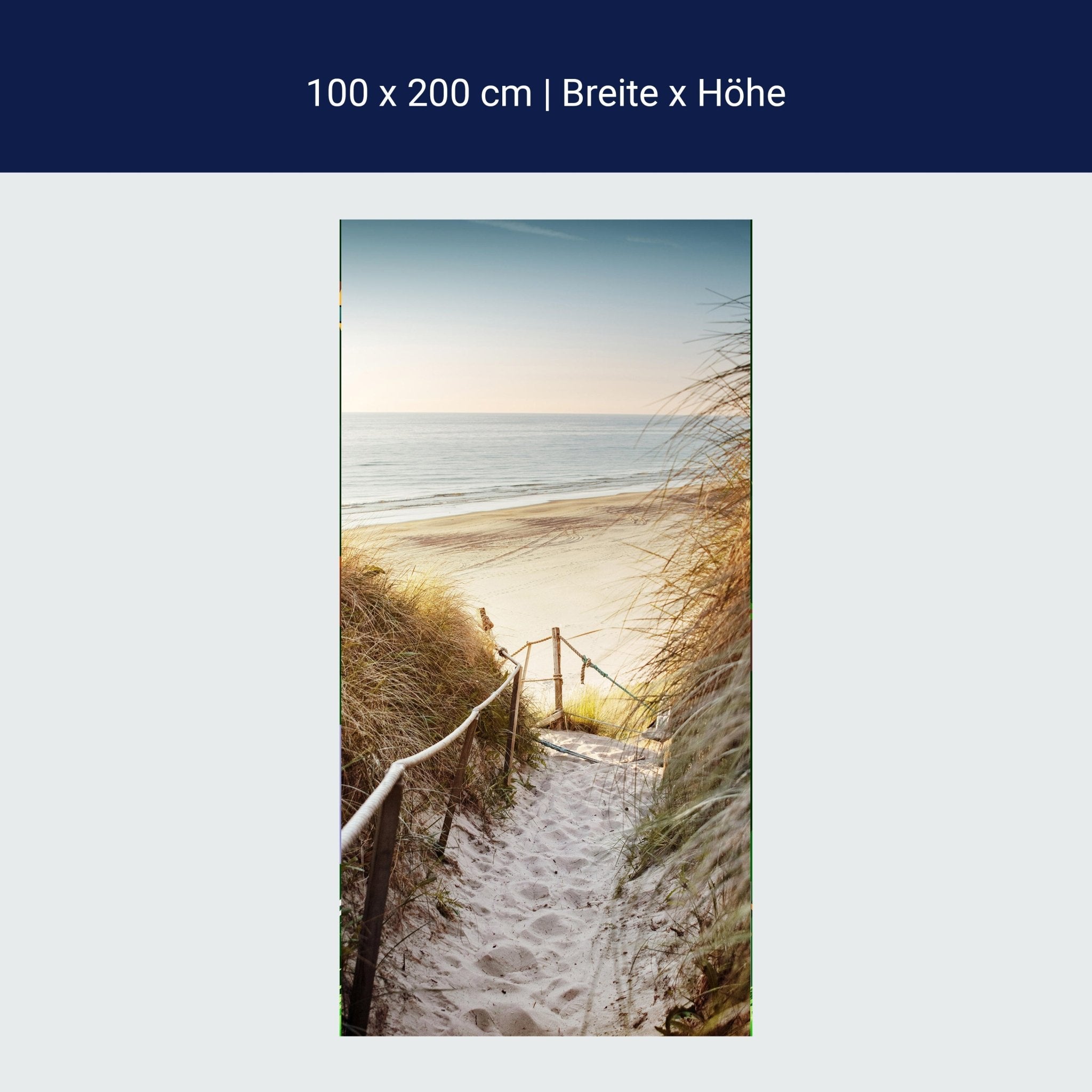 Türtapete Weg zum Strand, Seil, Meer, Düne, Schilf M1301