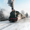 Türtapete Dampflok im Schnee, Eisenbahn, Rauch M1398