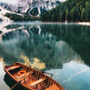 Türtapete Boot See Berge Wald M1407