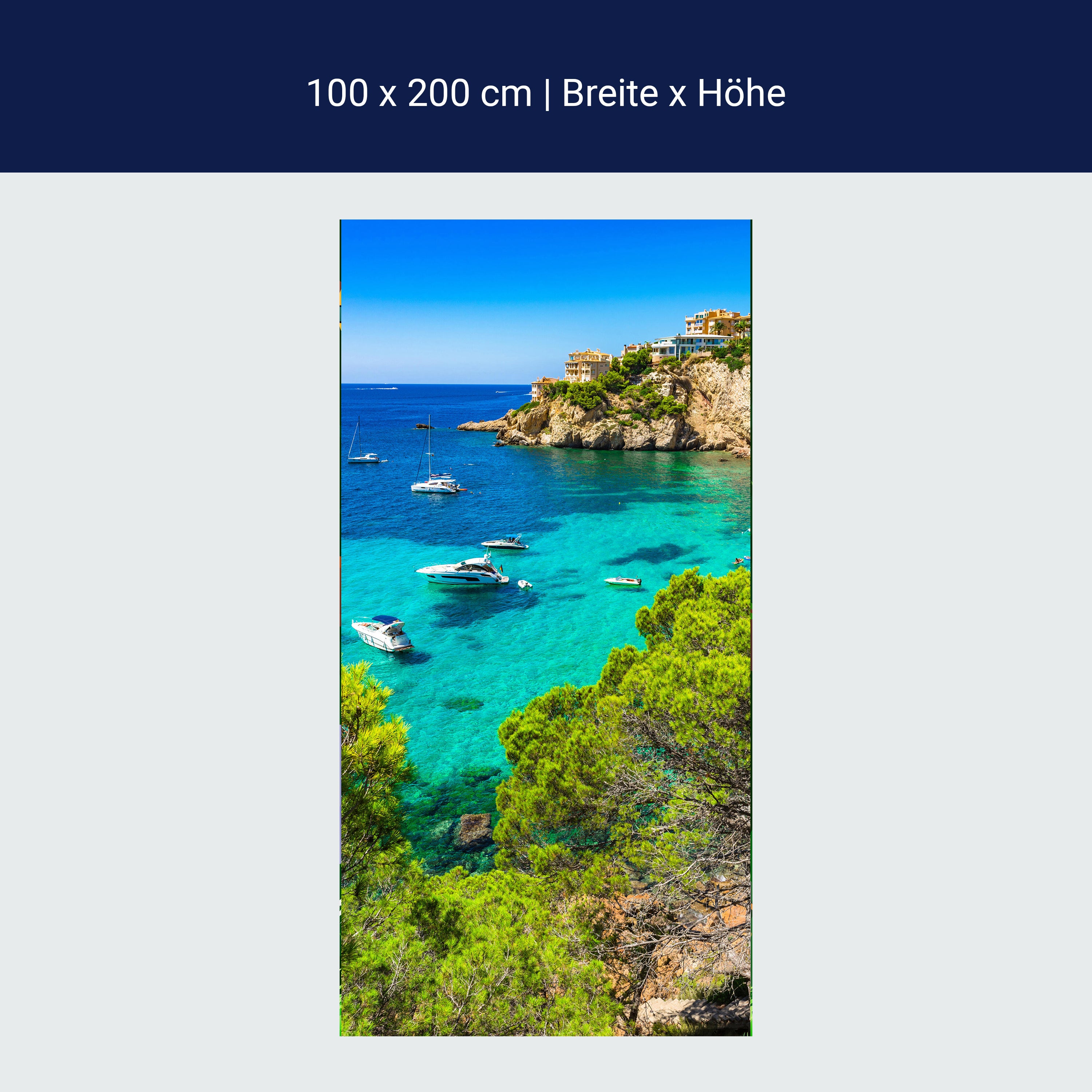 Türtapete Meer, Boote, Felsen, Mallorca M1423