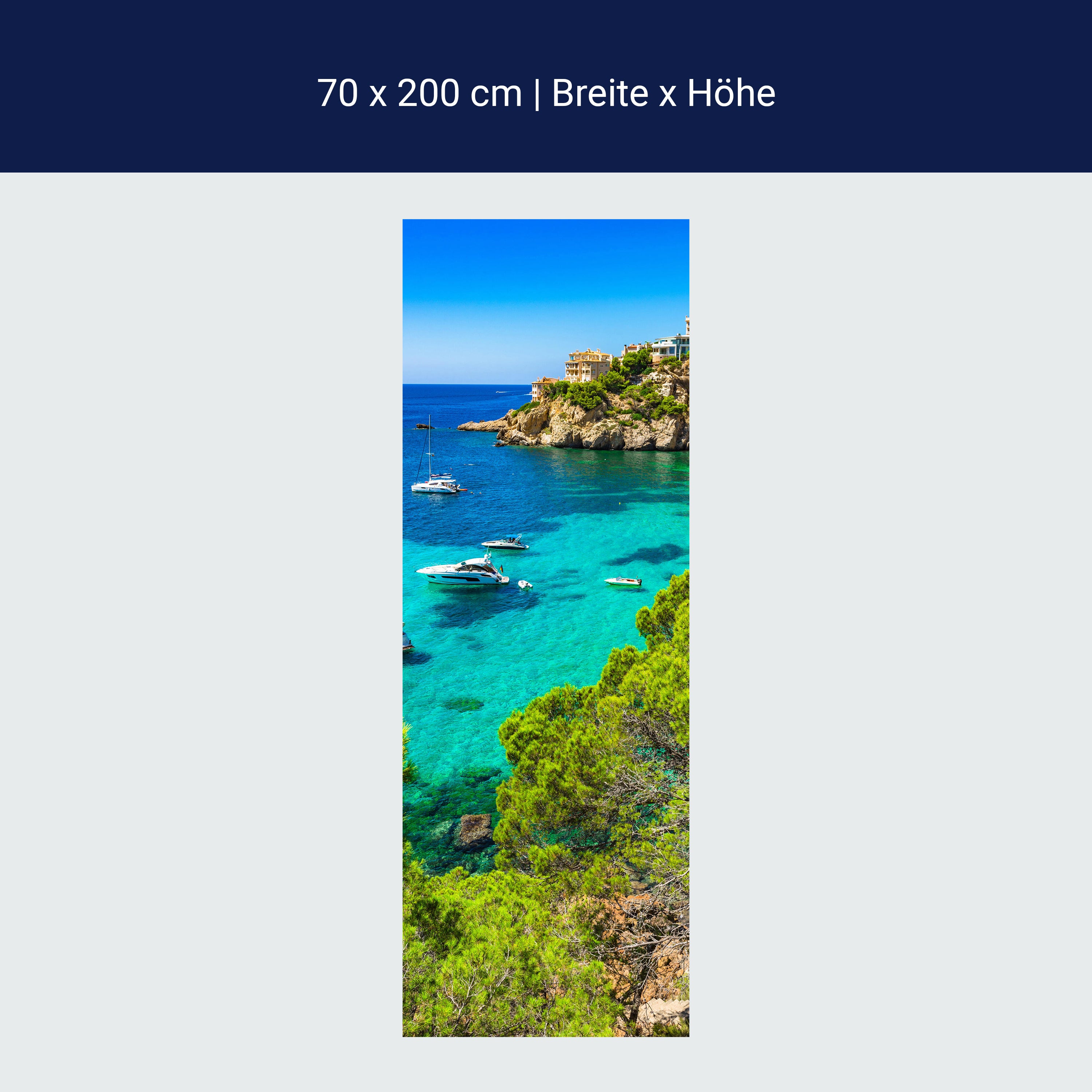 Türtapete Meer, Boote, Felsen, Mallorca M1423