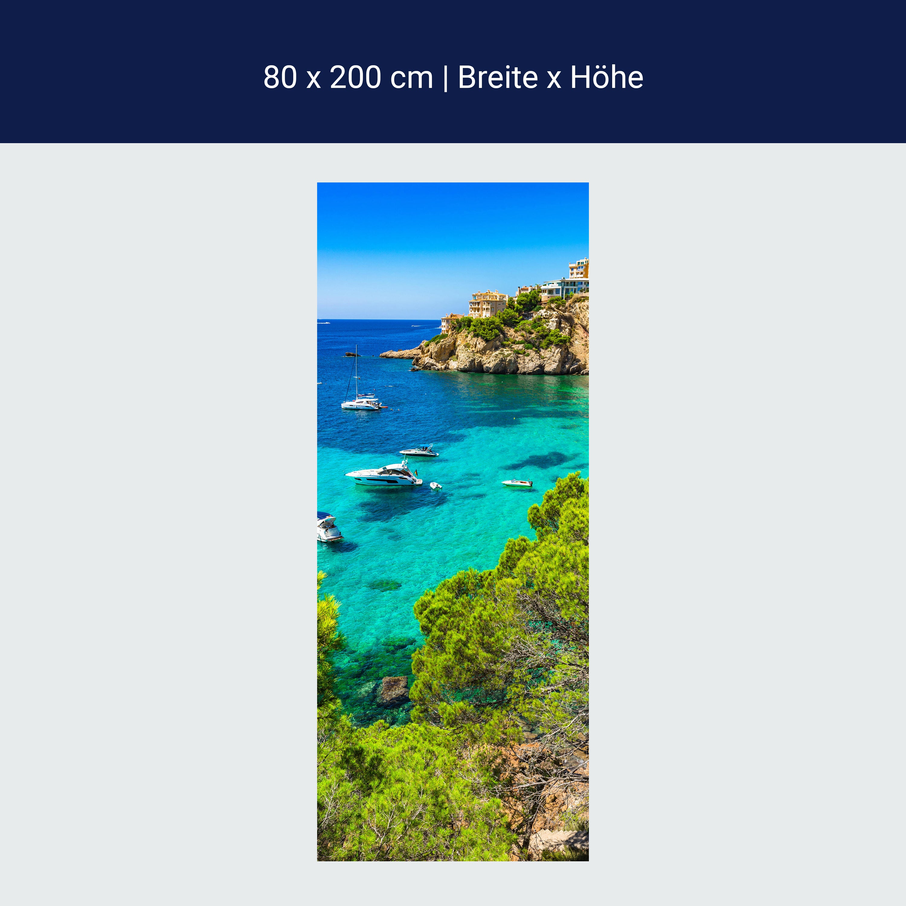 Türtapete Meer, Boote, Felsen, Mallorca M1423