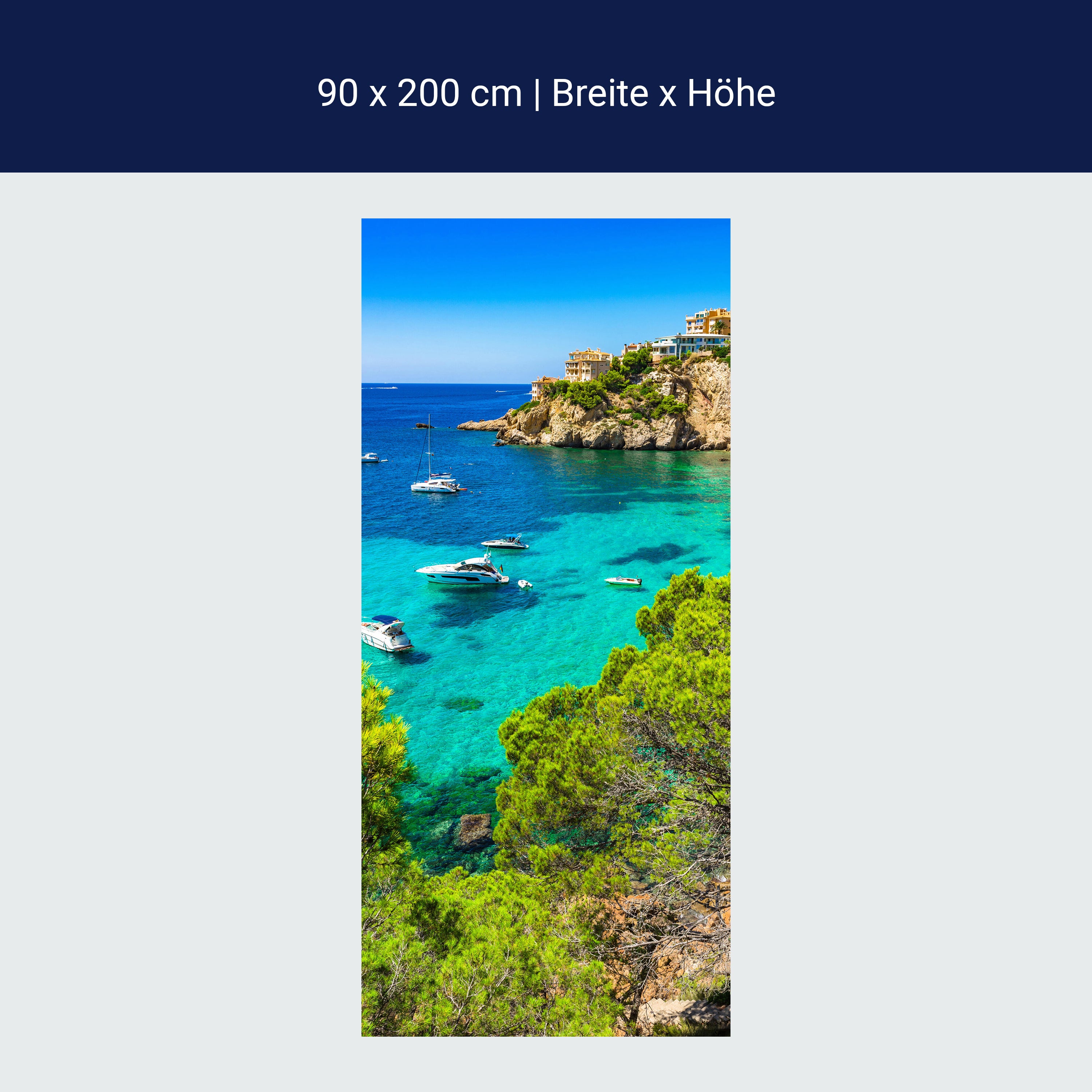 Türtapete Meer, Boote, Felsen, Mallorca M1423