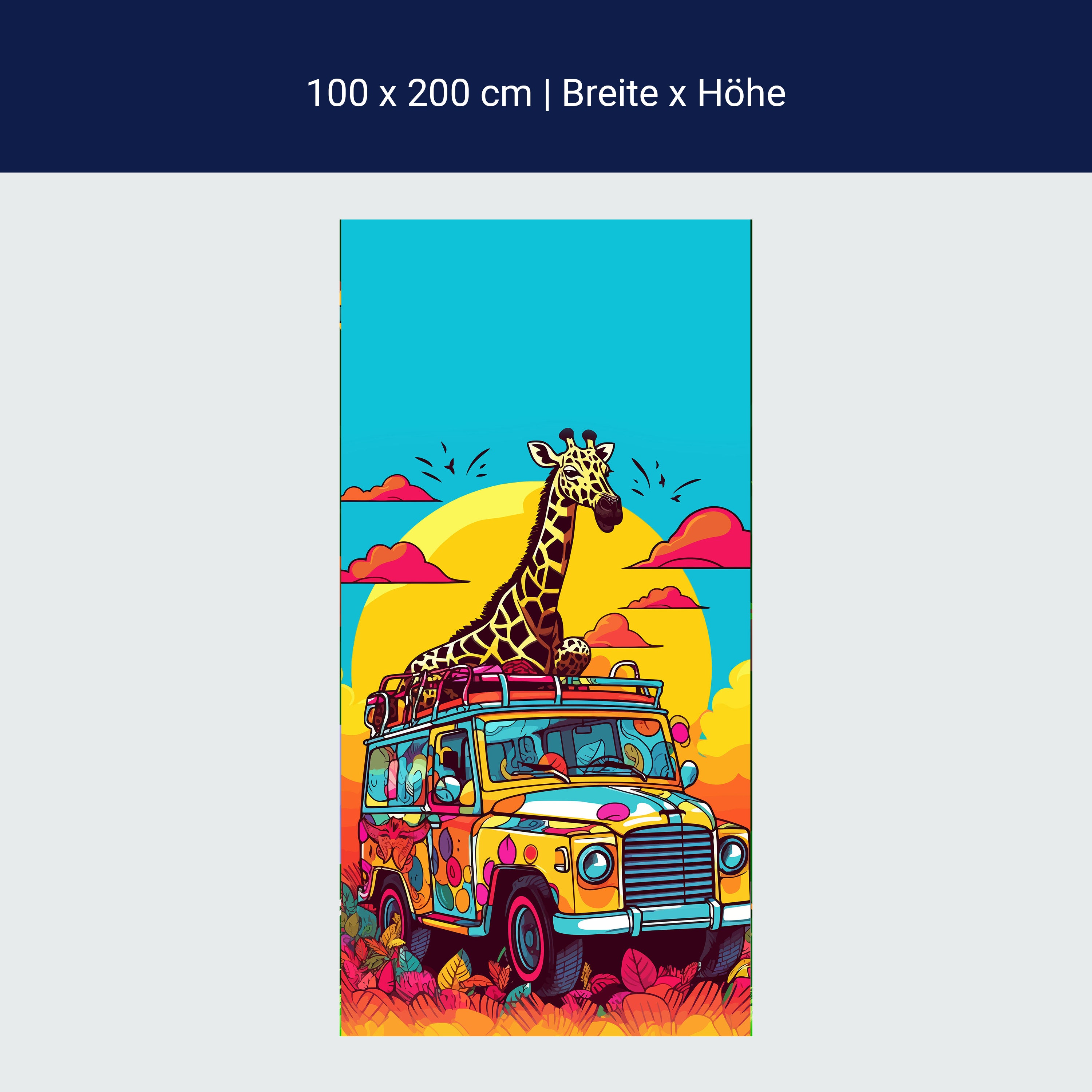 Türtapete Giraffe, Jeep, Safari, Illustration M1475