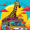 Türtapete Giraffe, Jeep, Safari, Illustration M1475