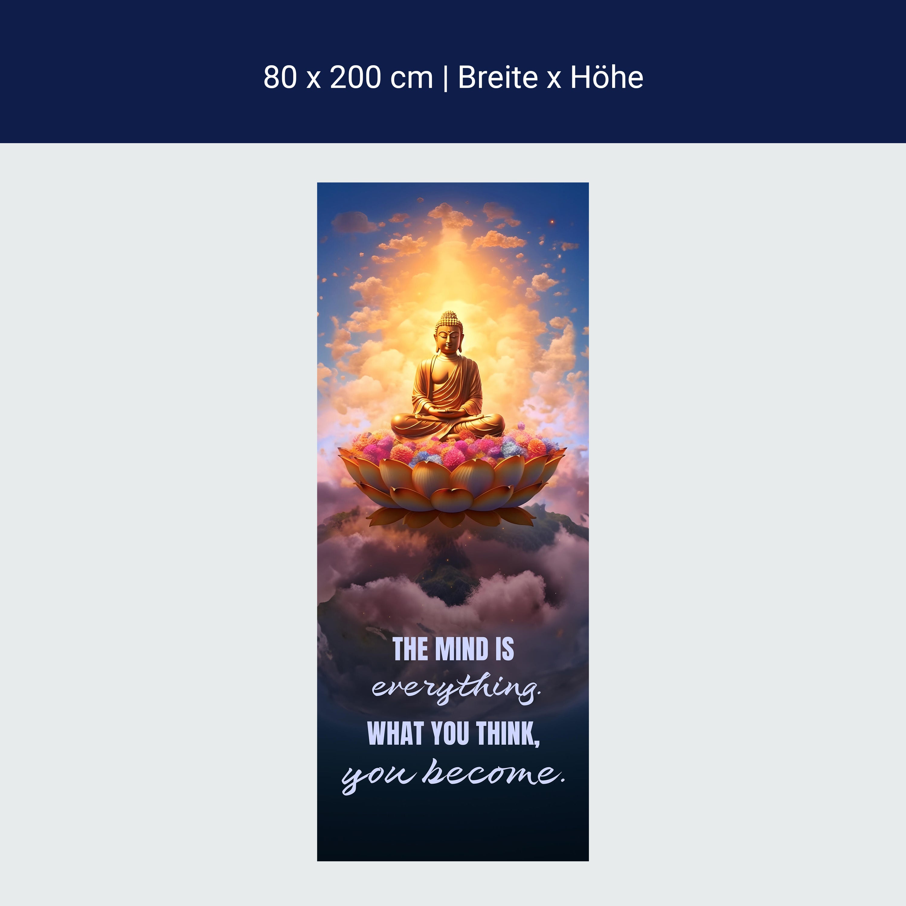 Türtapete Buddha, Lotus, Spruch M1512