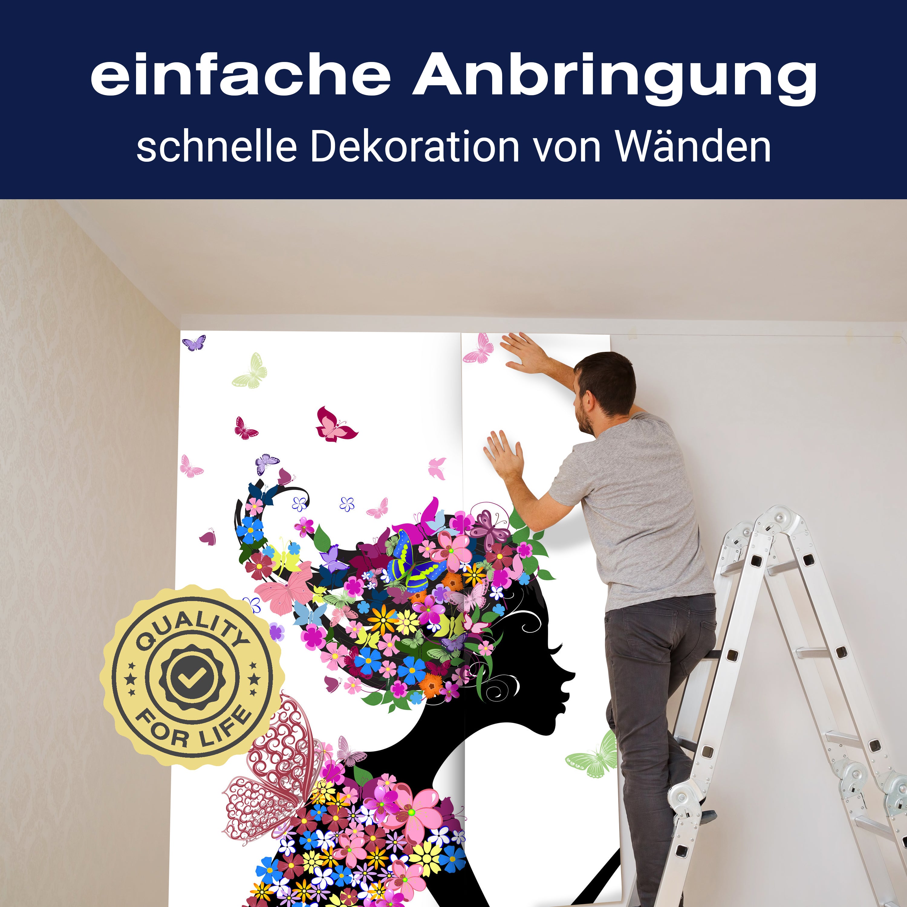 Fototapete Elfe Silhouette Blumen Schmetterlinge M6593 - Bild 3